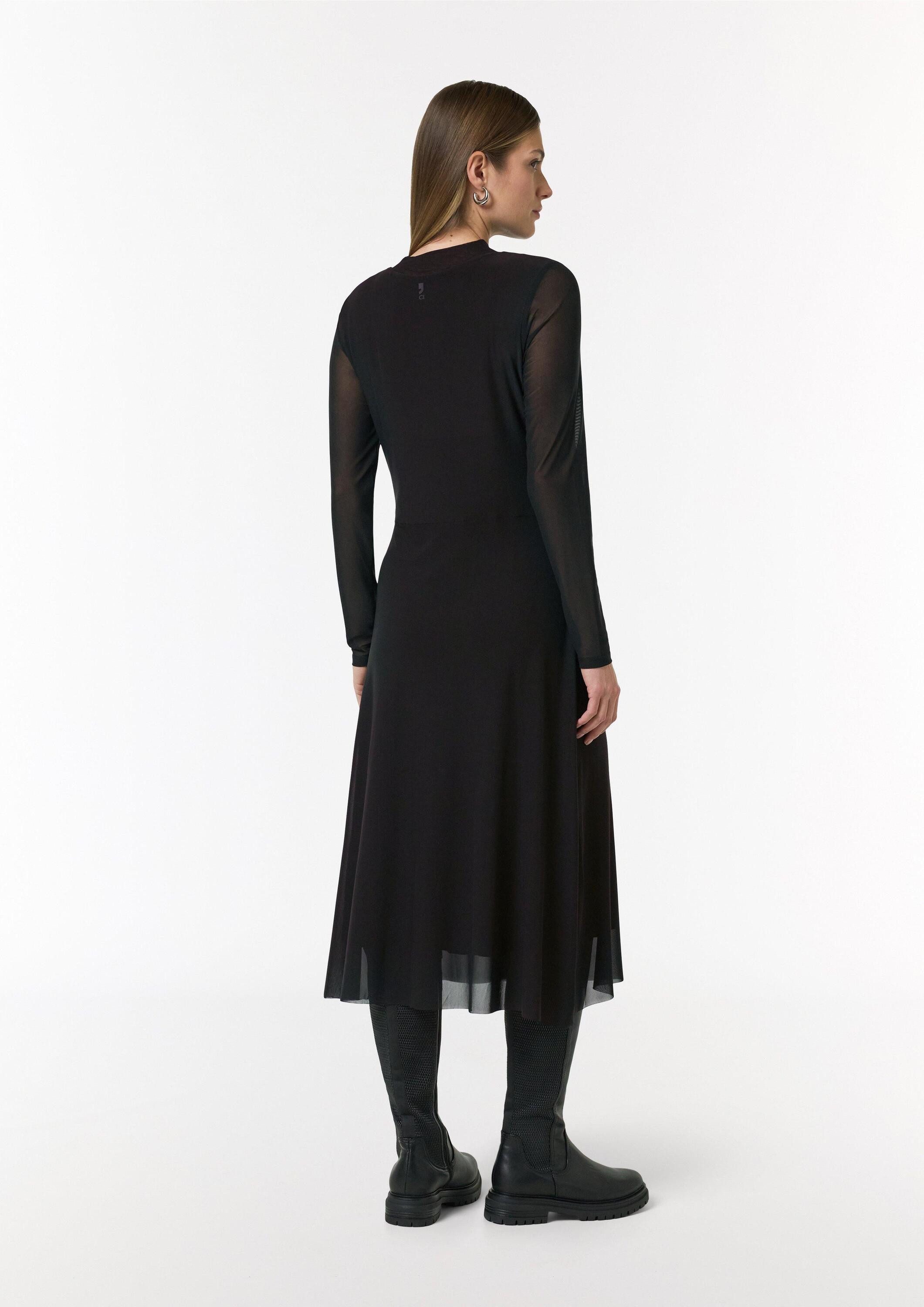 comma Midikleid Kleid Hochgeschlossenes Midi-Kleid aus Mesh