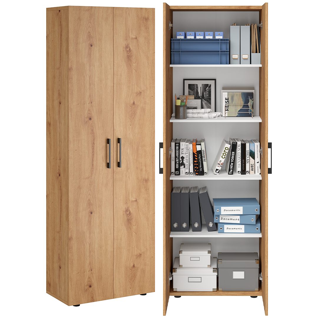 Bellamio Mehrzweckschrank Apol (Eichenoptik) Aktenschrank mit 2 Türen & 5 F günstig online kaufen