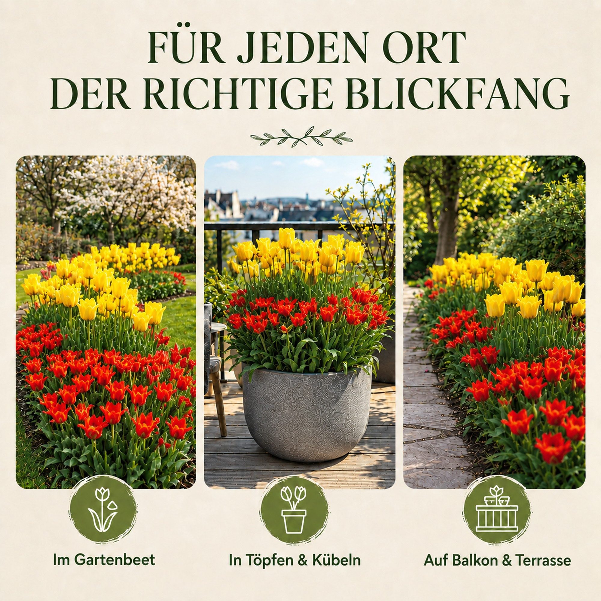 HappySeed Blumenzwiebeln 50 Stk, Tulpen & Frühlingsblüher, verschiedene Sorten, (Tulpen-Duo, 50-St), Tulpen-Duo – Bild 4 von 5