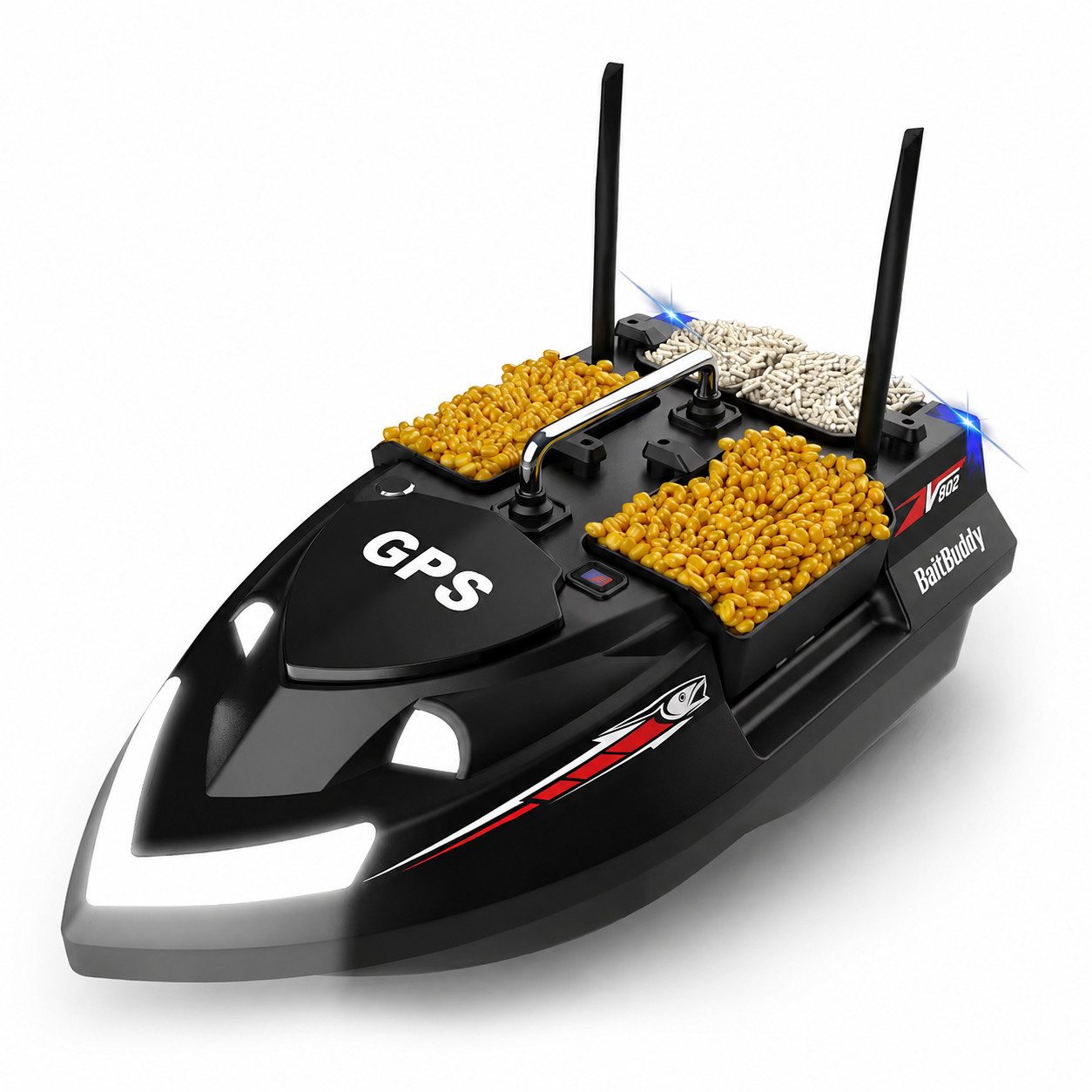 Tekoo RC-Boot GPS Futterboot mit Fischfinder, 500m Reichweite, 2x12000mAh (Set), 160 GPS-Wegpunkte, 500m Reichweite, 3kg Ladekapazität