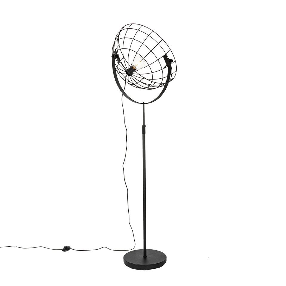 Qazqa Stehlampe Hanze, ohne Leuchtmittel, Warmweiß, QAZQA Stehlampe, e27, Schwarz, Stahl, Industrie