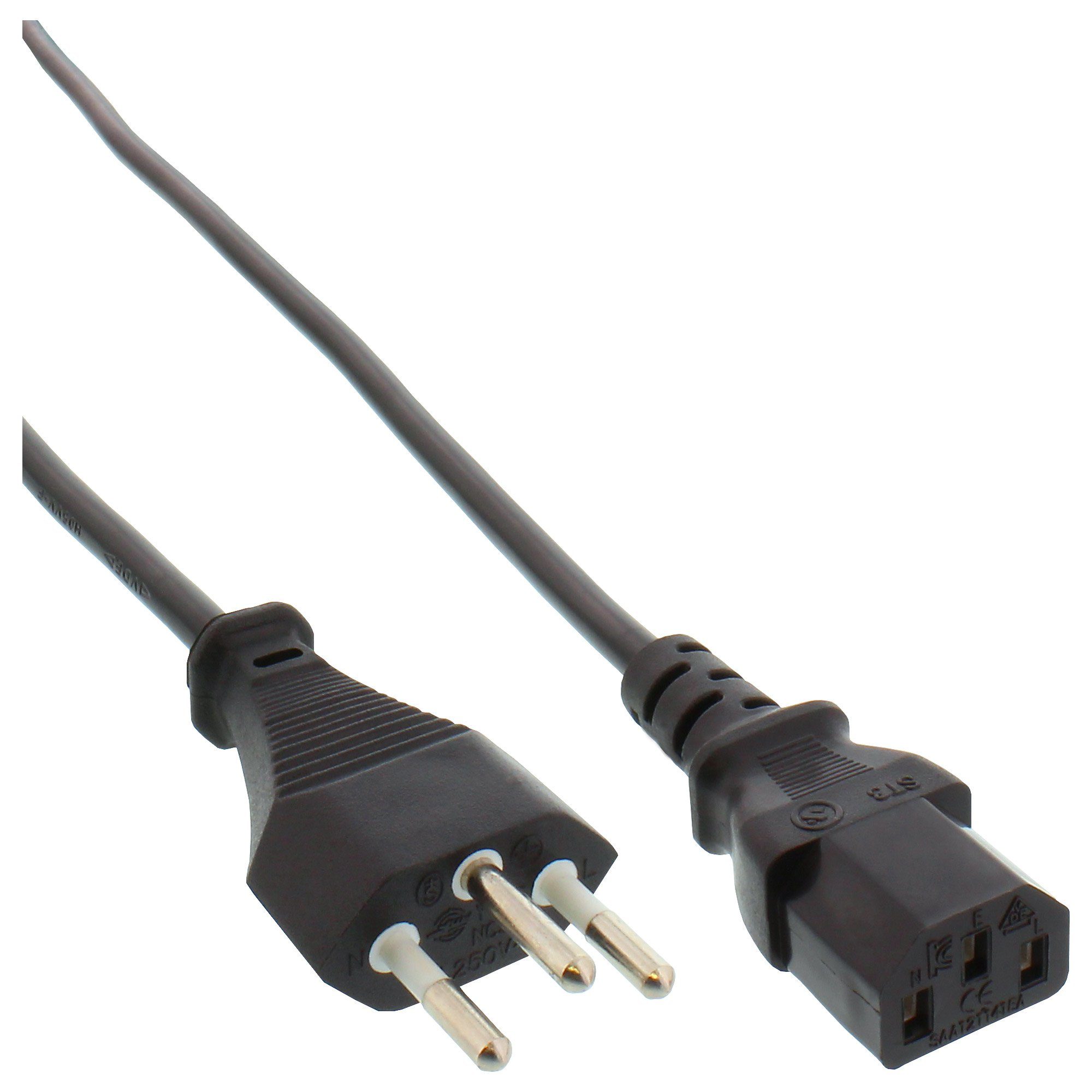 INTOS ELECTRONIC Stromkabel Netzstecker AG C13, InLine® auf Kaltgerätestecker Netzkabel, 3m Schweiz