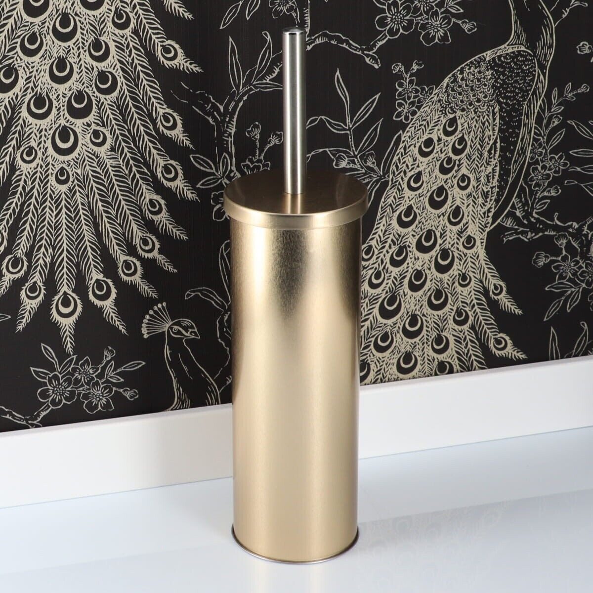 LikeKa Badaccessoire-Set 2 teilig Toilettenbürste und Kosmetikeimer Absenkautomatik Goldeffekt, Absenkautomatik – Bild 4 von 4