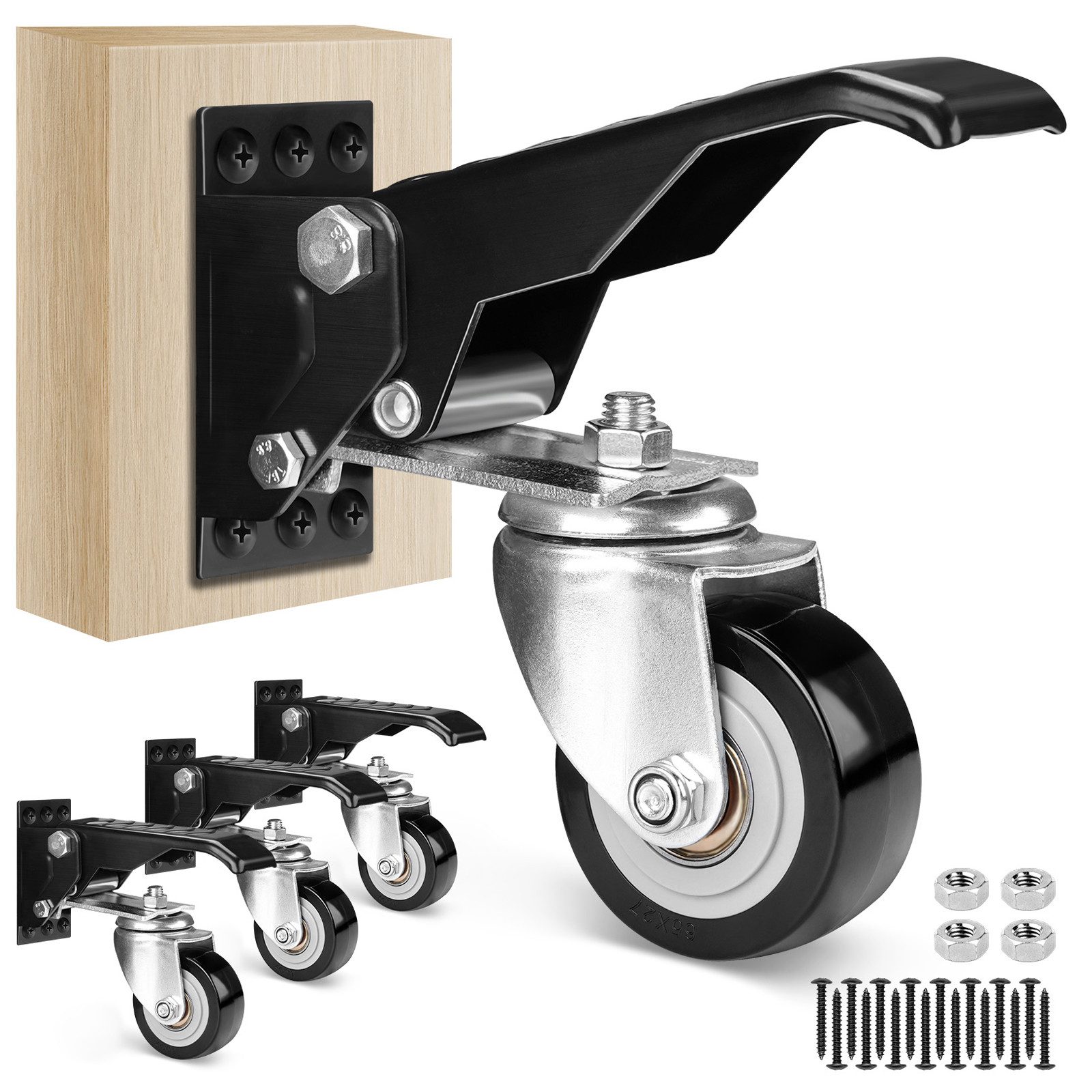 Lenkrolle 4X 50mm Schwerlastrolle Transportrollen Absenkbar für Werkbank