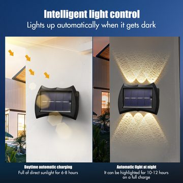 BlingBin Außen-Wandleuchte Solarleuchten für den Außenbereich, Solarlicht Wandleuchte, LED fest integriert, warmes Licht, Dekorative IP65 wasserdichte, Fast 10 Stunden Beleuchtung.