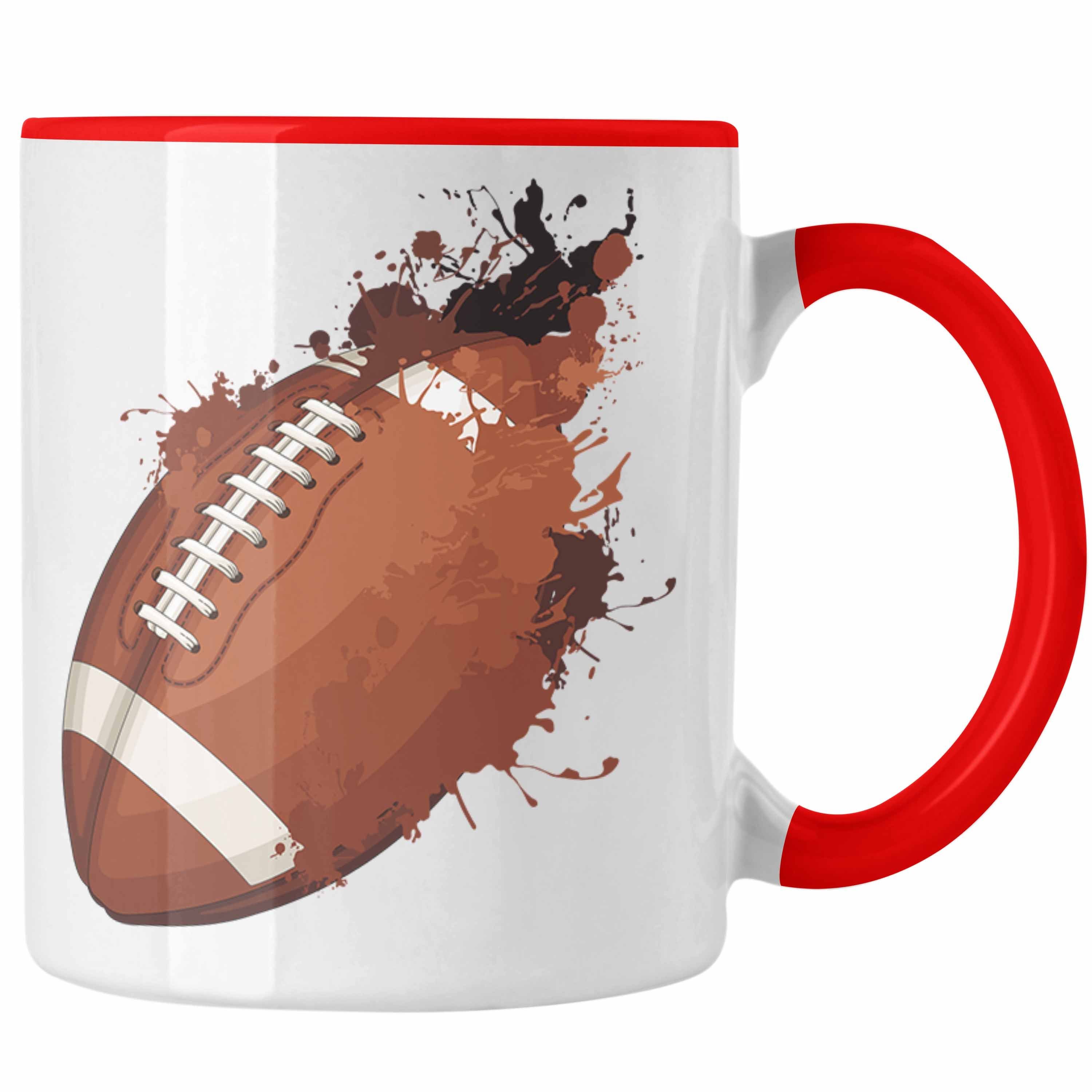 Geschenk Tasse Trendation Rot American Tasse Football-Spieler Football Grafik Geschenkidee