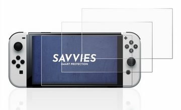 Savvies Schutzfolie für Nintendo Switch OLED-Modell, Displayschutzfolie, 6 Stück, Folie klar