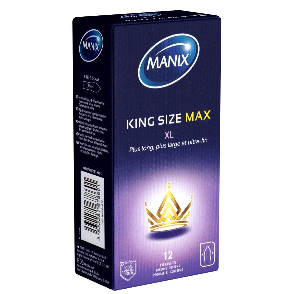 Manix XXL-Kondome King Size - Max XL Packung mit, 12 St., lange Презервативы für französischen Genuss, hauchzarte XL-Kondome mit erregender Spezialform
