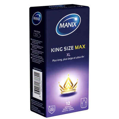 Manix XXL-Kondome King Size - Max XL Packung mit, 12 St., lange Kondome für französischen Genuss, hauchzarte XL-Kondome mit erregender Spezialform