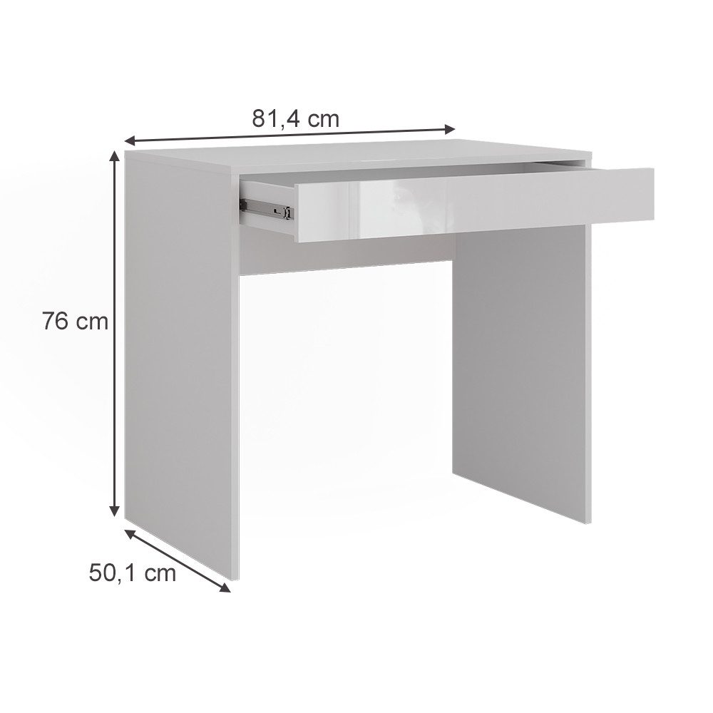 Vicco Schminktisch Sherry, Weiß/Weiß Hochglanz, 81.4 cm günstig online kaufen