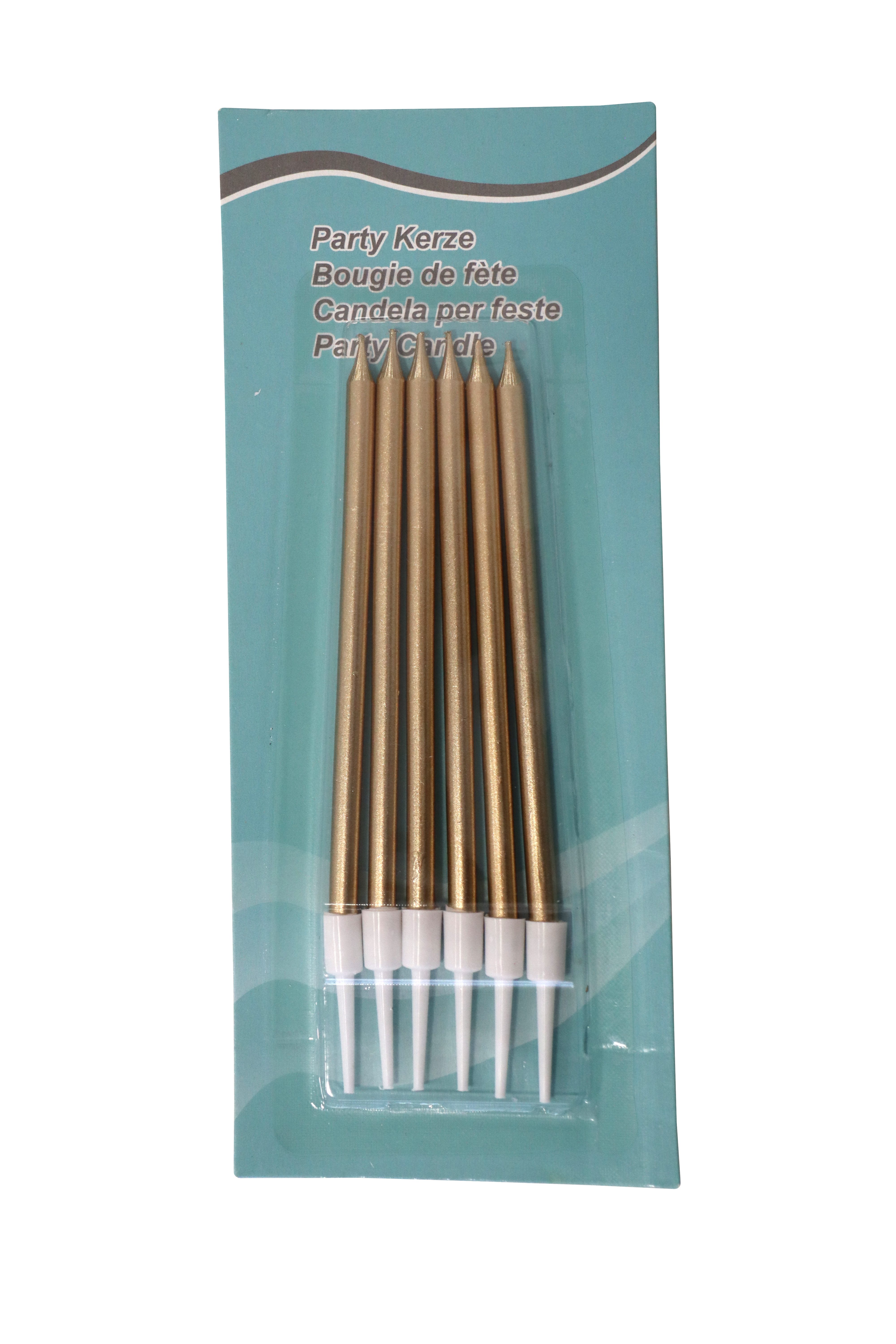 HH-Haushalt Geburtstagskerze Tortenkerzen Gold mit Halter 11 cm, 6 Stück günstig online kaufen