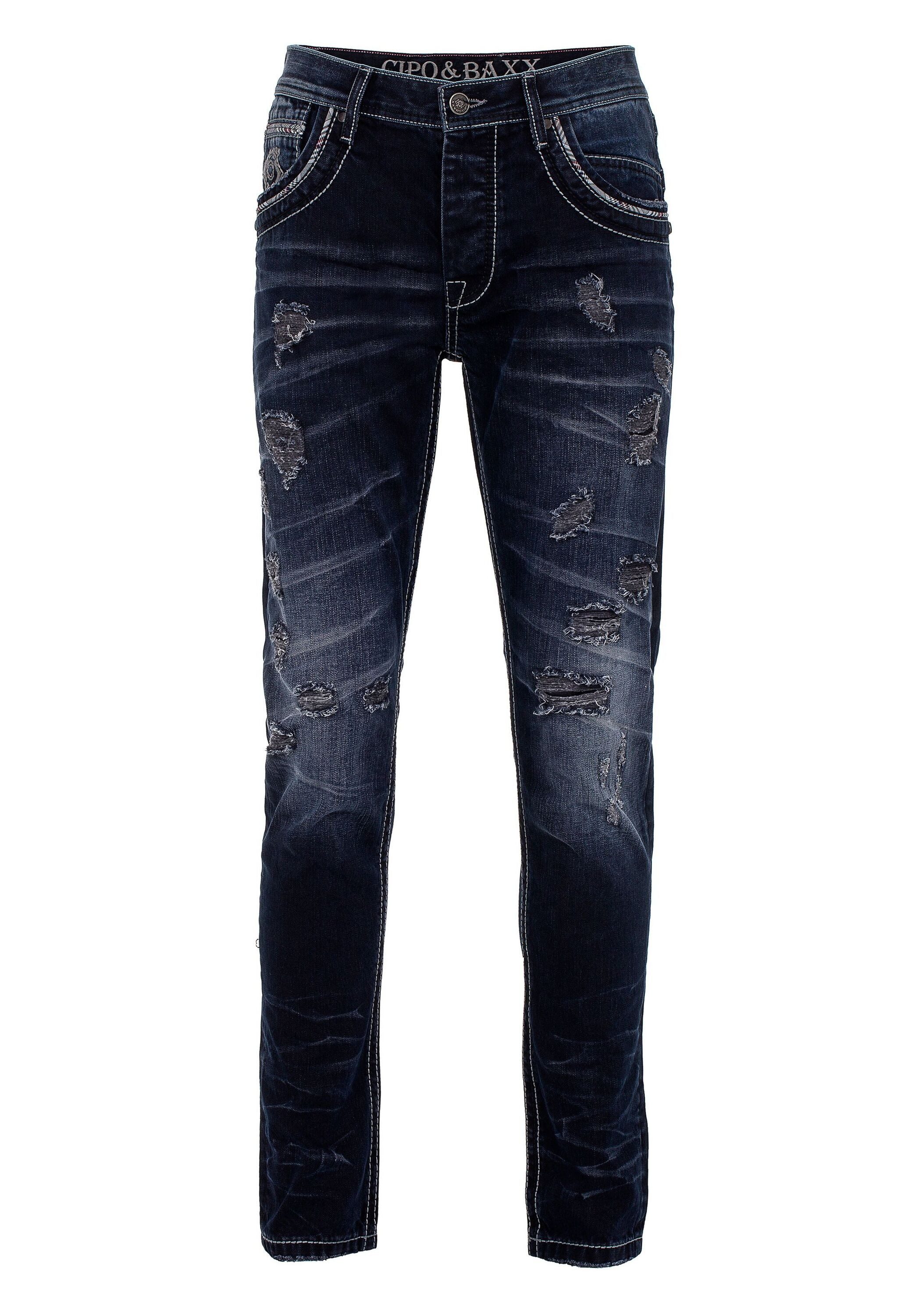 Cipo & Baxx Regular-fit-Jeans Jeans mit lässigen Destroyed-Elementen, CD539