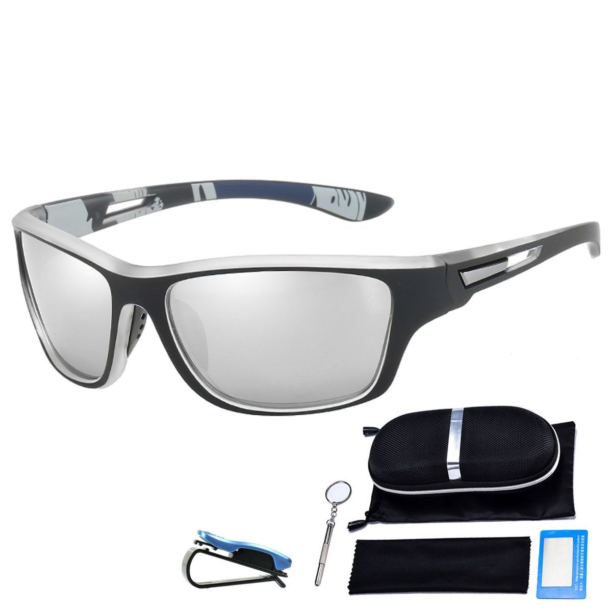 FeelGlad Sonnenbrille Sonnenbrille Herren Polarisiert UV400 Schutz für Herren Damen Weiß