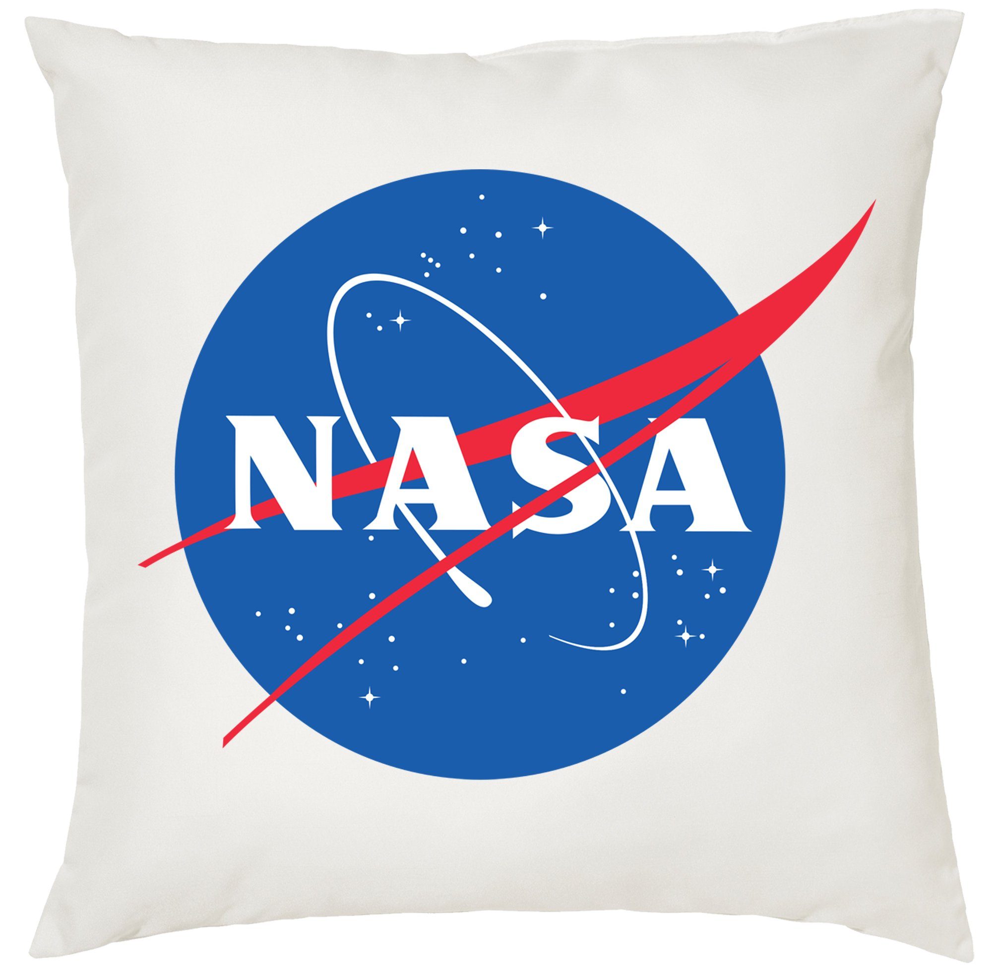 Blondie & Brownie Dekokissen Nasa Rakete Mond Mars Elon Mission mit füllung Weiß | Dekokissen