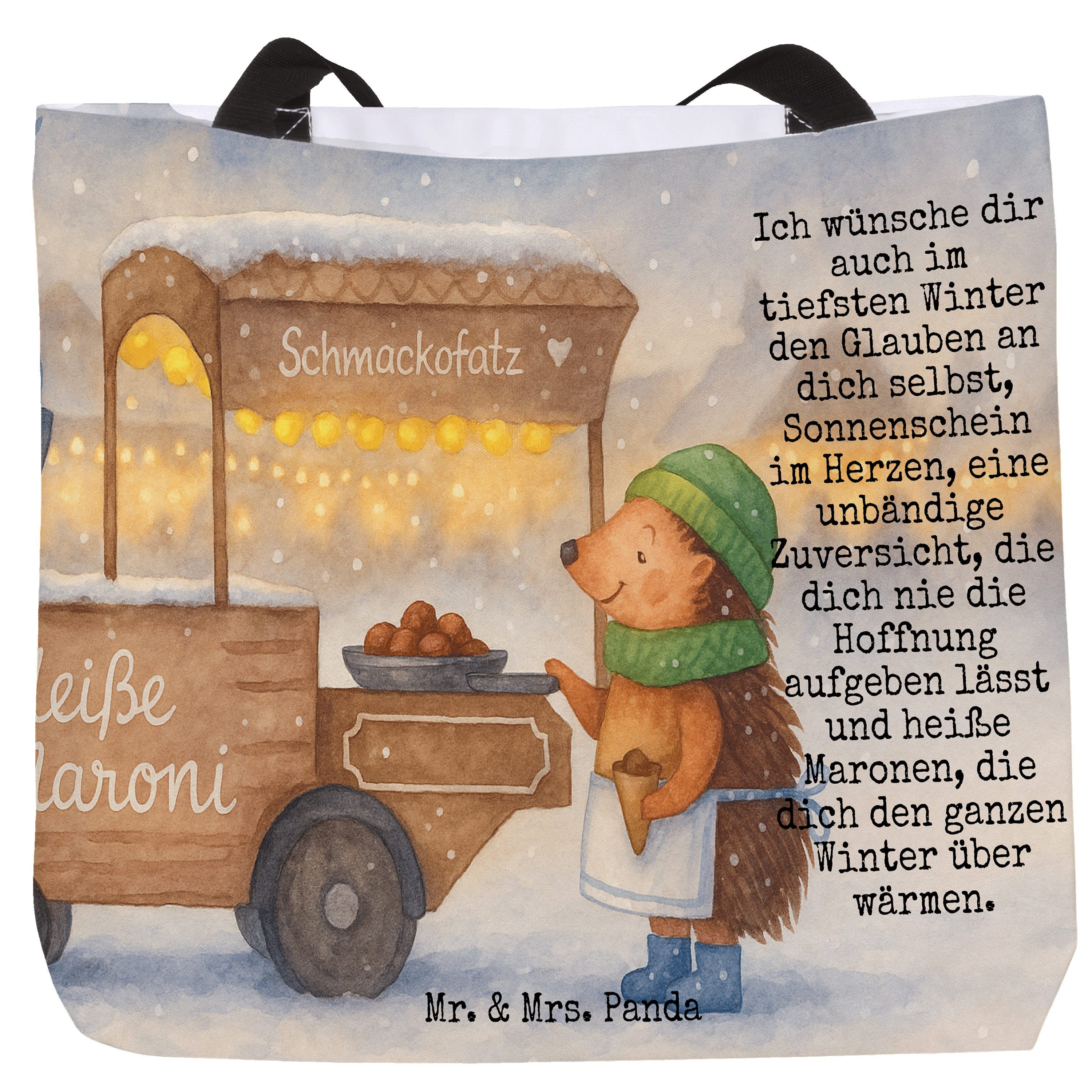 Shopper Igel Maronen Design, Tote Bag, Weiß, Schultasche, Duft, Kastanien, Ba