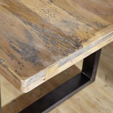 Liadomo Esstisch Garbi, Tischplatte aus massivem Mangoholz, Kufengestell in U-Form aus Eisen