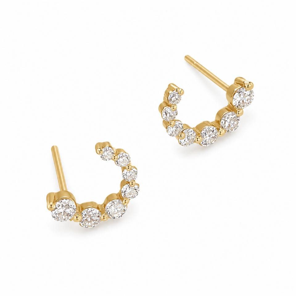 Jumpeak Paar Ohrstecker Labor-Diamant Ohrringe,Bogen Design,Ohrstecker Damen,D/E, VS/VVS, 14K Gold,Round Cut,Geschenk für Frau,Mutter,Ehefrau,Diamant-Ohrstecker