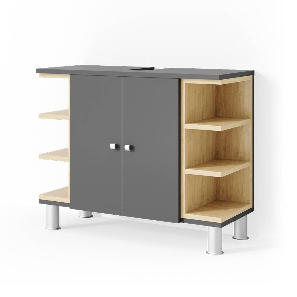 Vicco Waschbeckenunterschrank Aquis, Anthrazit/Sonoma, 79 x 64 cm (1-St)