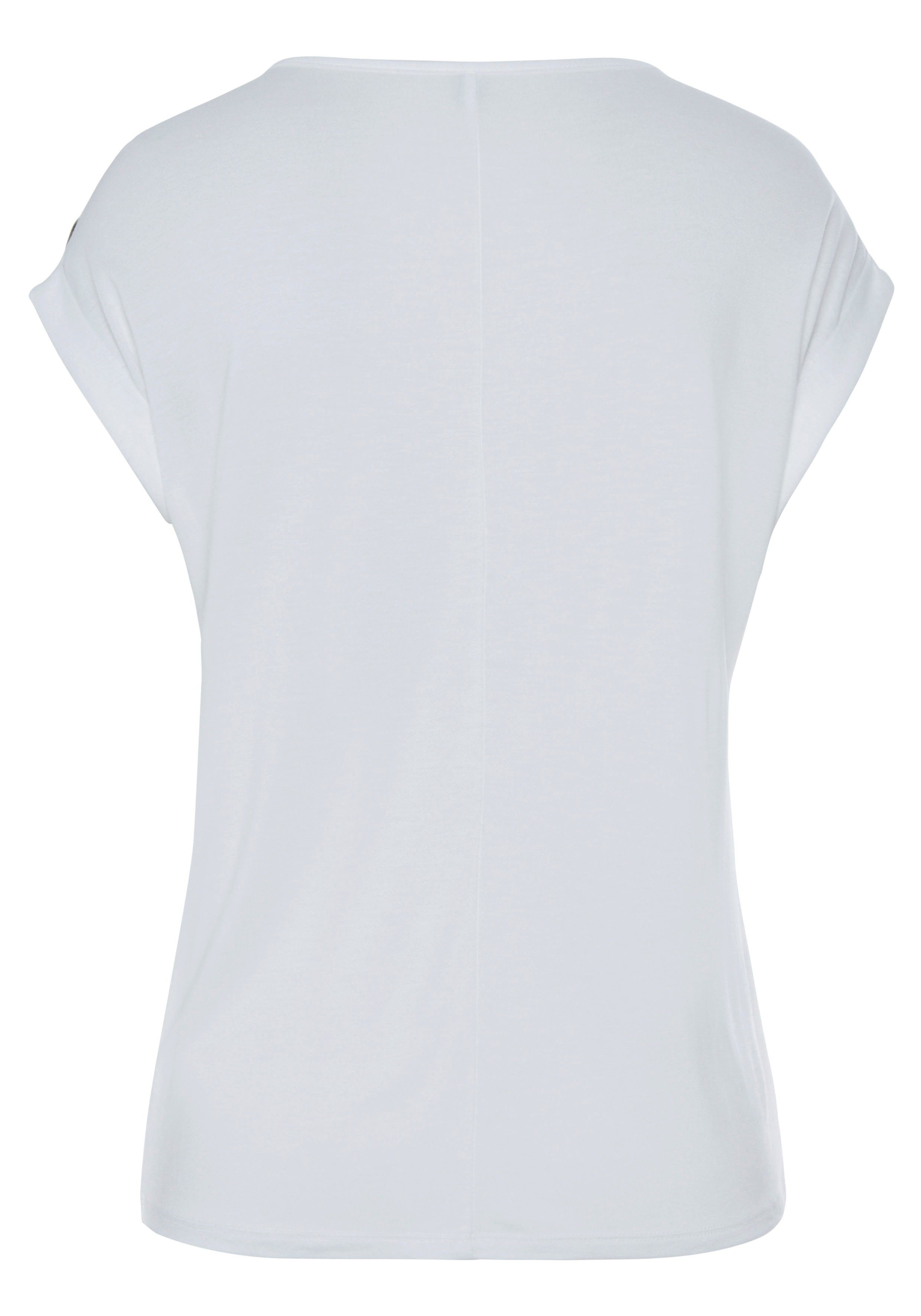 Buffalo Kurzarmshirt mit Zierknöpfen, bequemes T-Shirt aus Jersey, Basic