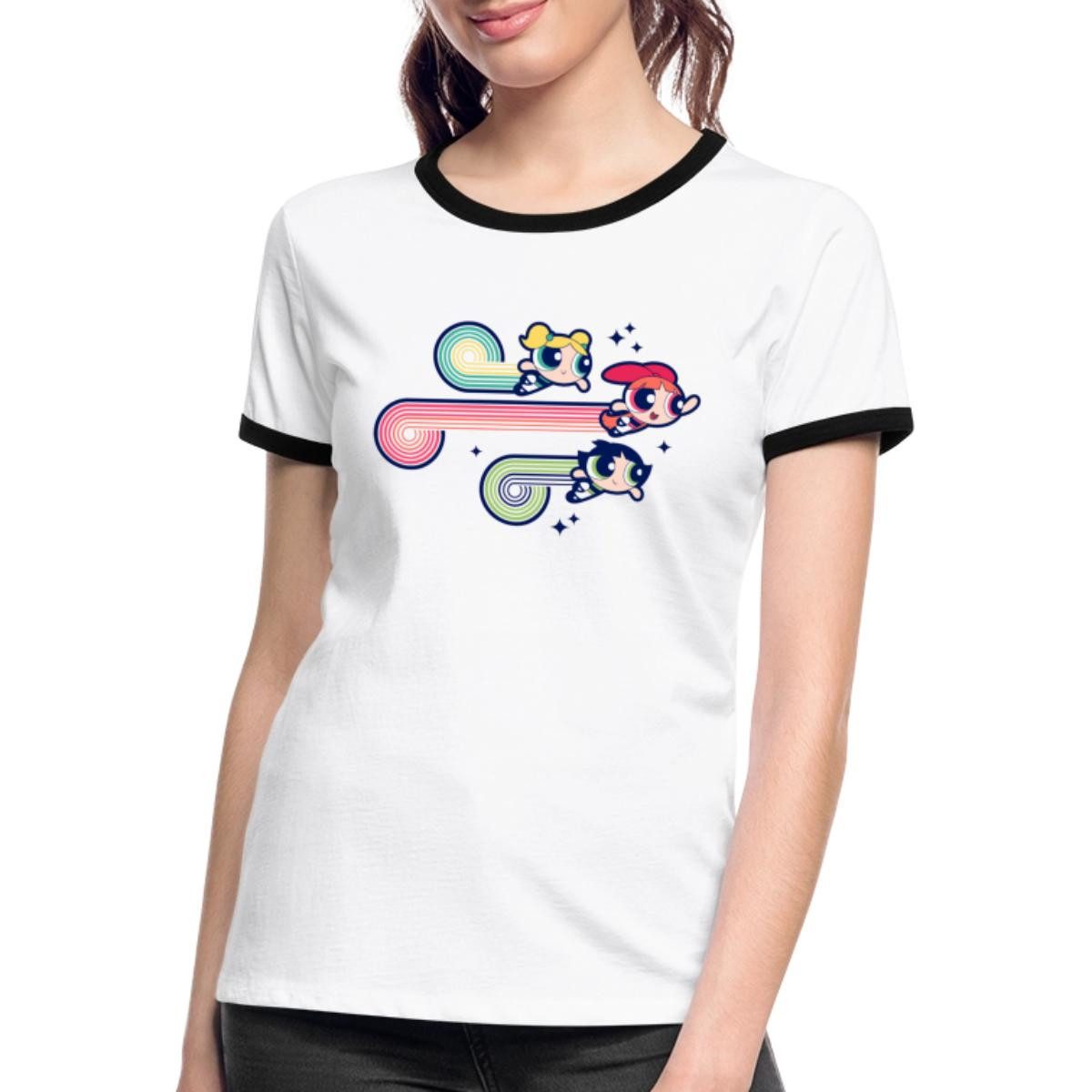 T-Shirt Powerpuff Girls Retro Vintage Frauen Kontrast T-Shirt