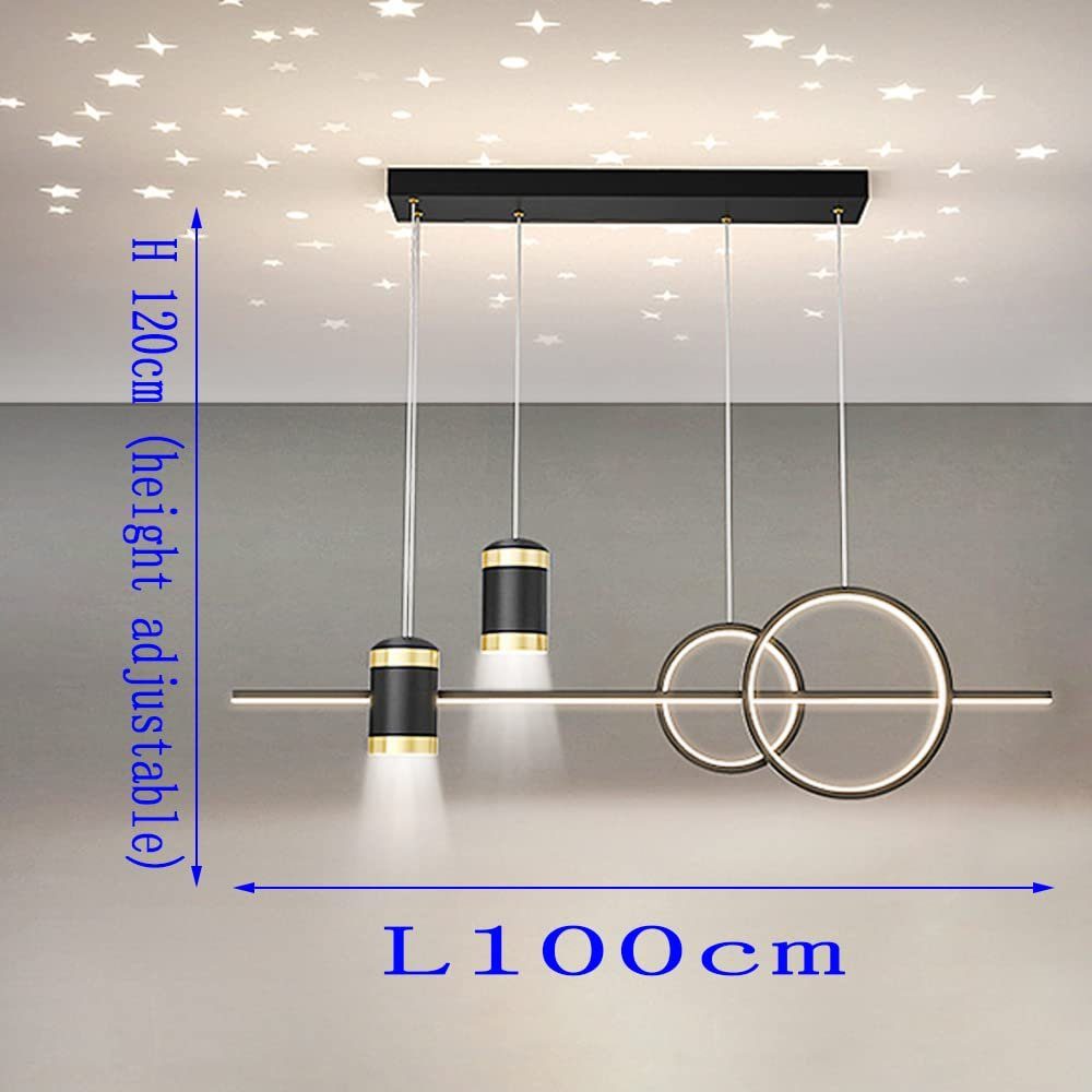 JDONG LED Pendelleuchte Dimmbar Wohnzimmer integriert, 54W Fernbedienung Dimmbar, Lamp, Schlafzimmer fest Esstisch Hängelampe Hängeleuchte für LED Höhenverstellbare Esszimmer Pendellampe, mit