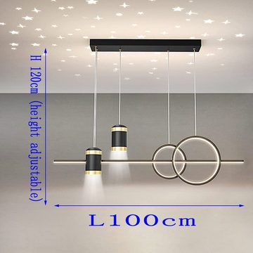 JDONG LED Pendelleuchte Dimmbar Esstisch 54W mit Fernbedienung Hängeleuchte Esszimmer Lamp, LED fest integriert, Dimmbar, Schlafzimmer Pendellampe, Höhenverstellbare Hängelampe für Wohnzimmer