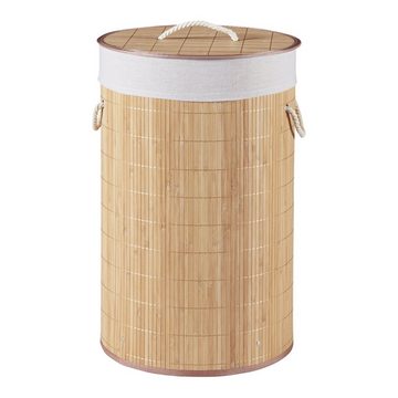en.casa Wäschekorb, »Salla« Wäschesammler mit Deckel 68L aus Bambus Natur