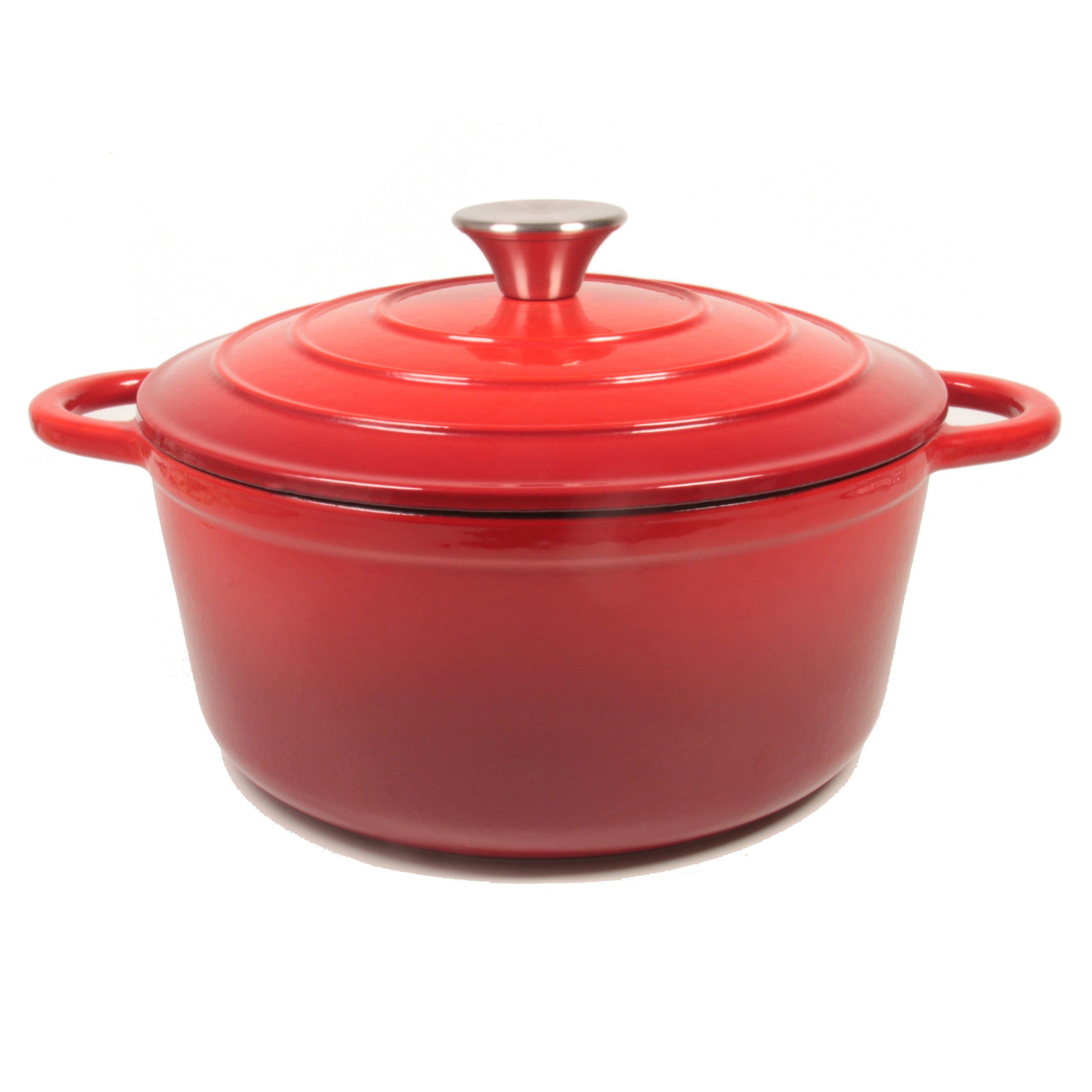 Nilpferd Bräter Gusseisen Topf emaillierte Bräter Gusseisentopf Schmortopf, (Set, 1 Pot mit 1 lid), Brotbacktopf, Bratentopf, brot backen, 22cm, 2.8L, Rot