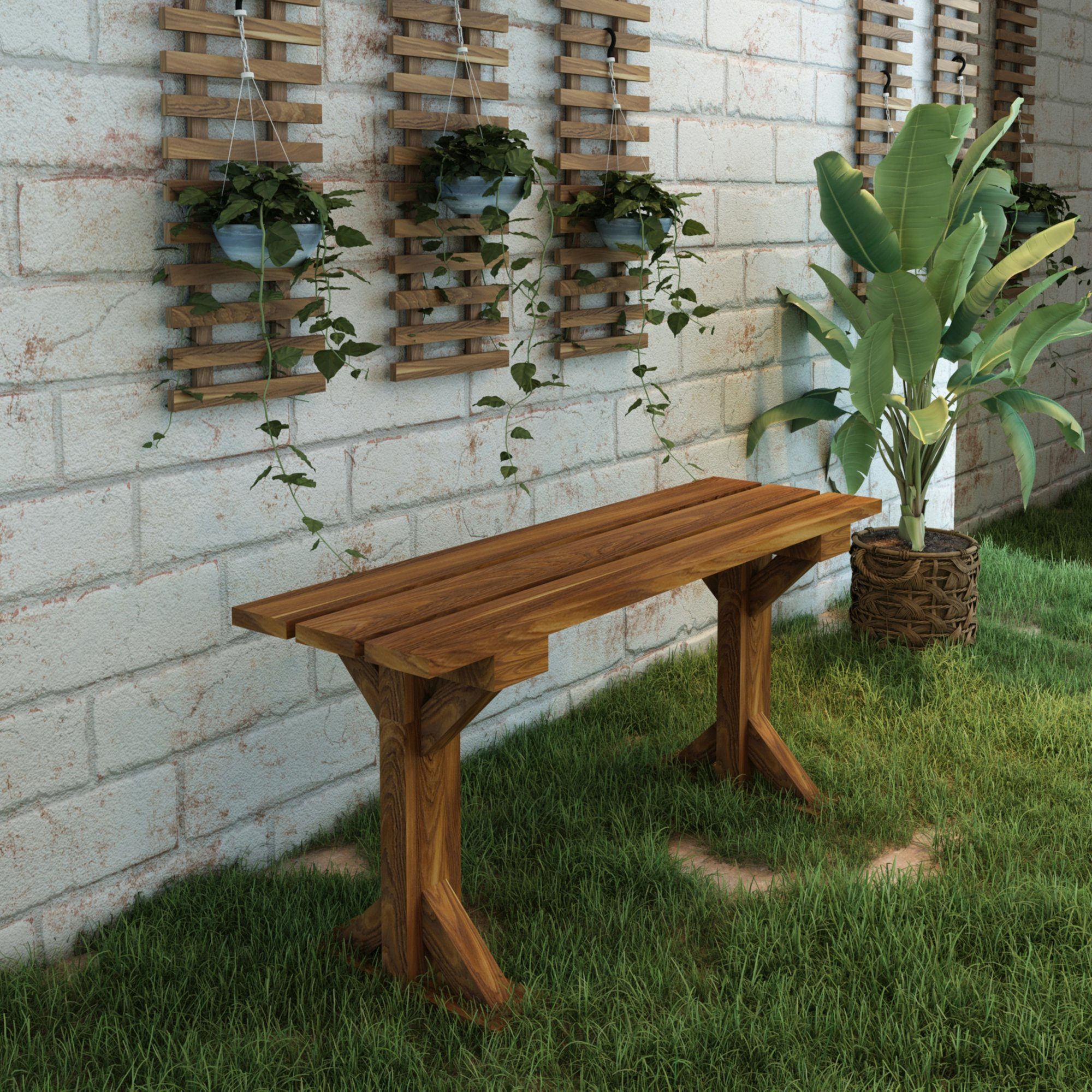 Gartenbank, Kiefernholz Holzton 100x35x45cm en.casa »Cleeberg« Sitzbank Dunkler