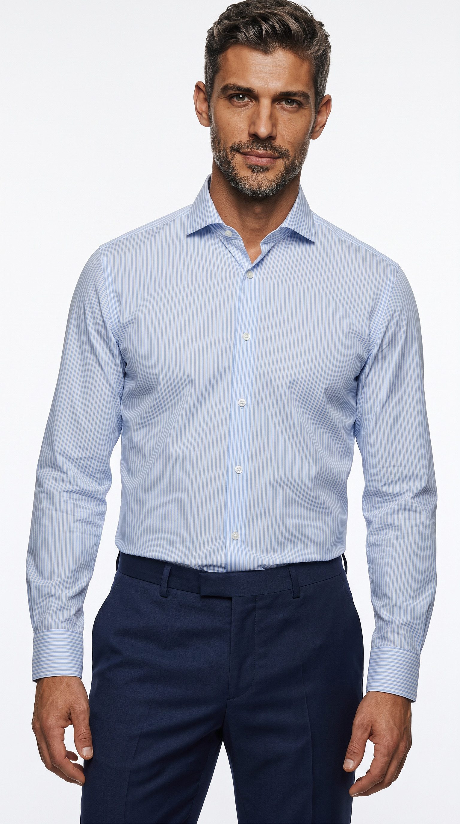 BOSS Businesshemd HANK Kentkragen, Regular Fit, gestreift, Baumwollmischung