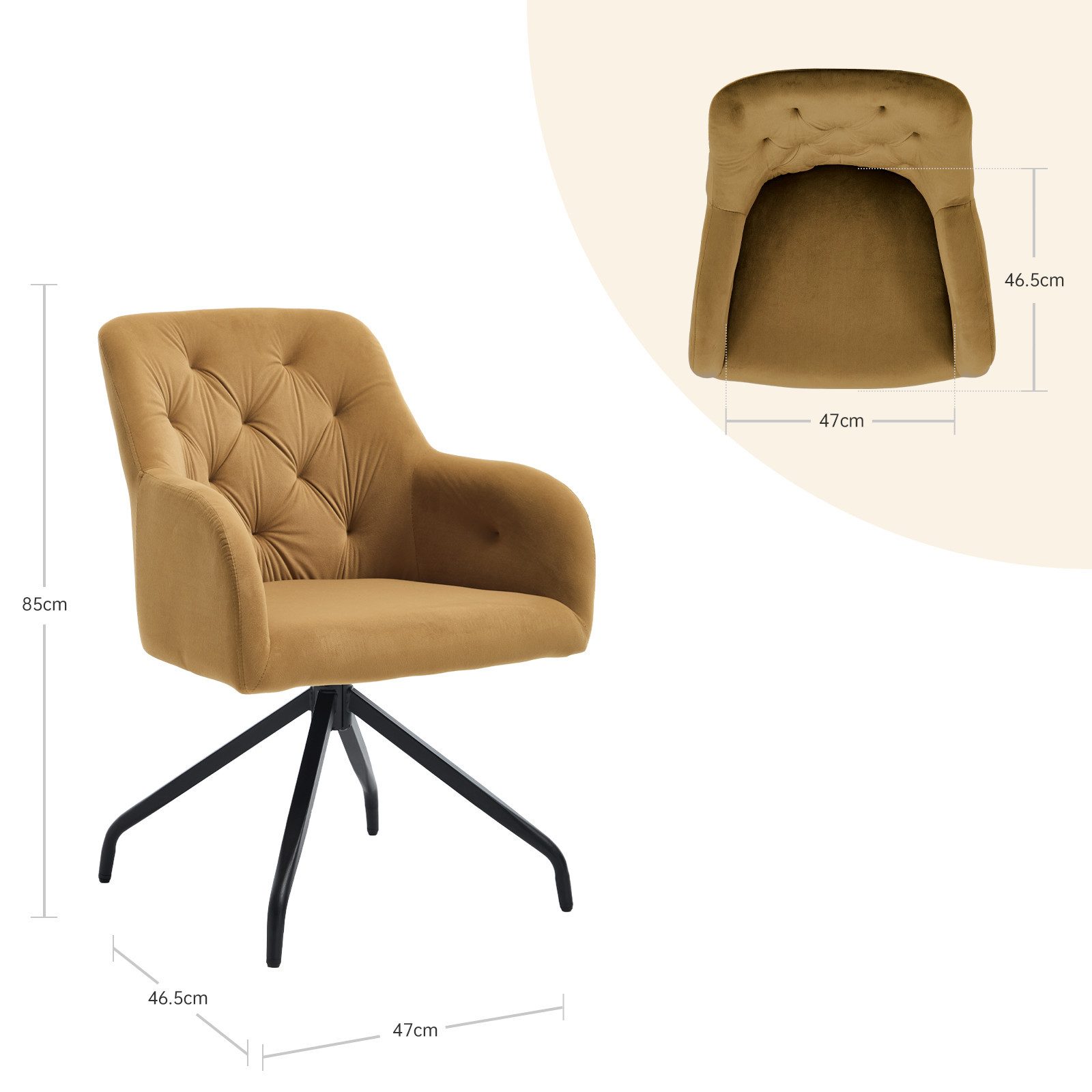 Happy Home Esszimmerstuhl 360° drehbarer Samt-Esszimmerstuhl, günstig online kaufen