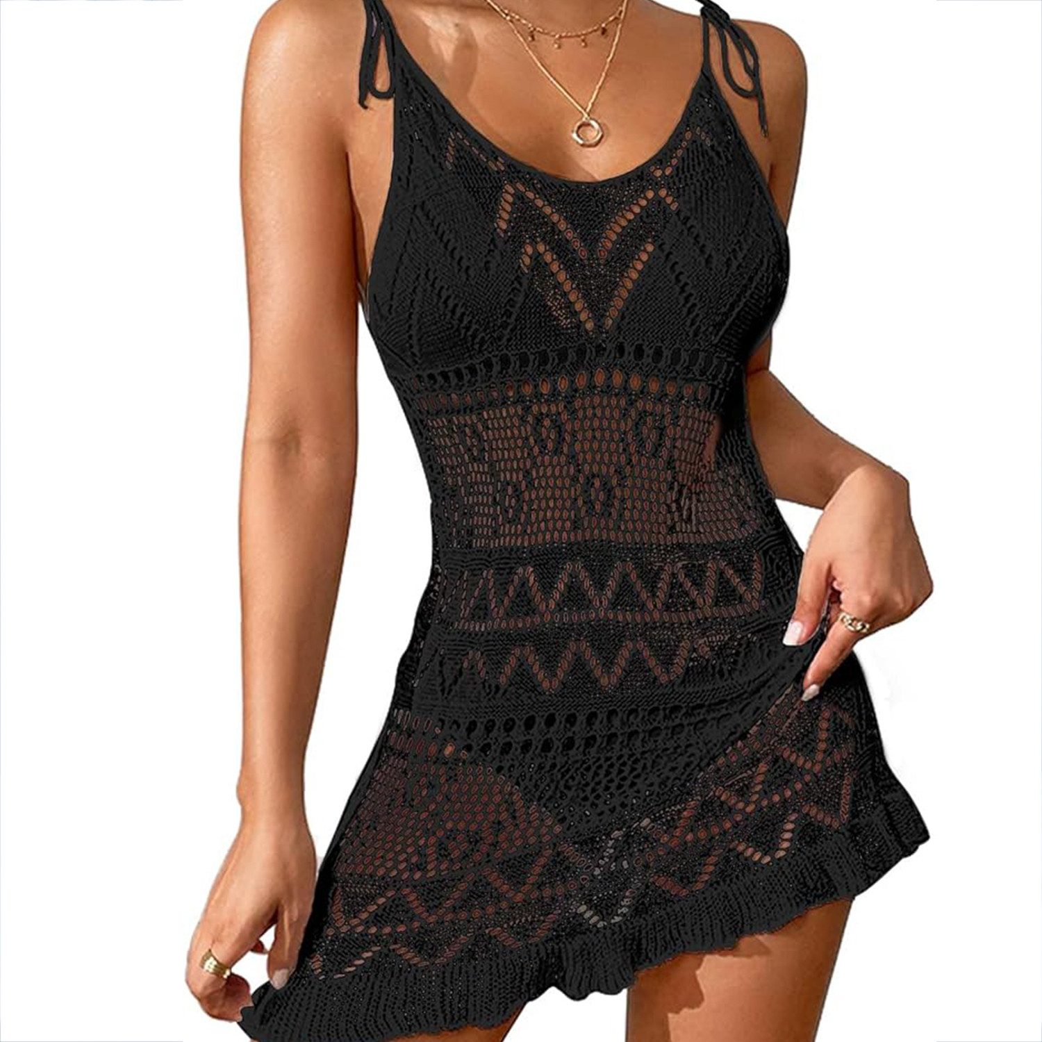 RWEUOQ Blusenkleid Strandkleid, Kurze Strickband Tief günstig online kaufen