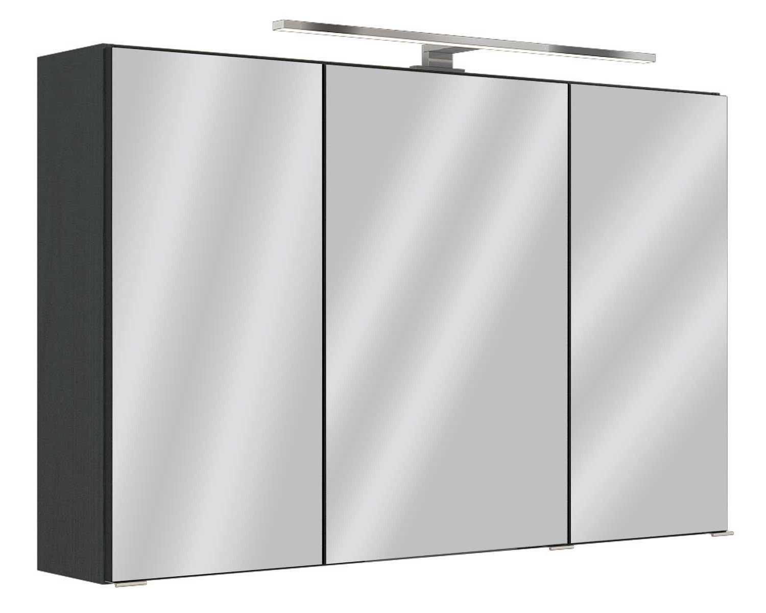 BxHxT Front LUCCA, Korpus Spiegel graphit LED-Aufsatzleuchte, | 3-türig, 100 Graphit graphit 60 HELD x x 20 / Spiegelschrank MÖBEL mit Badmöbel Dekor, cm,