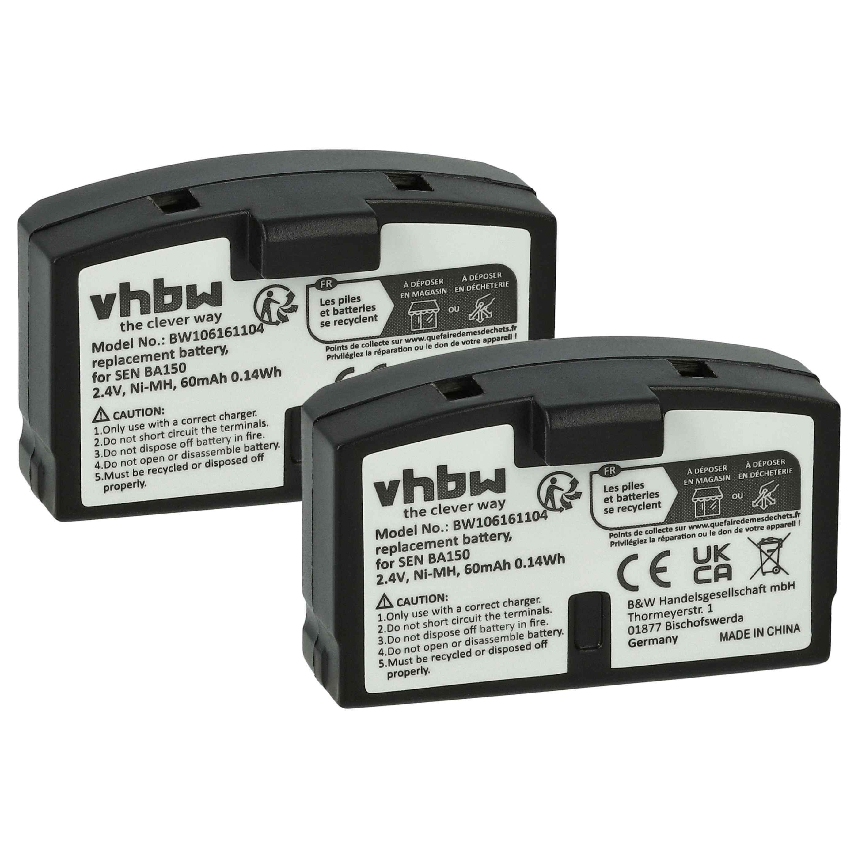 Ersatz für Sennheiser BA151, BA150, BA152 für Kopfhörer (60 mAh, 2,4 Akku