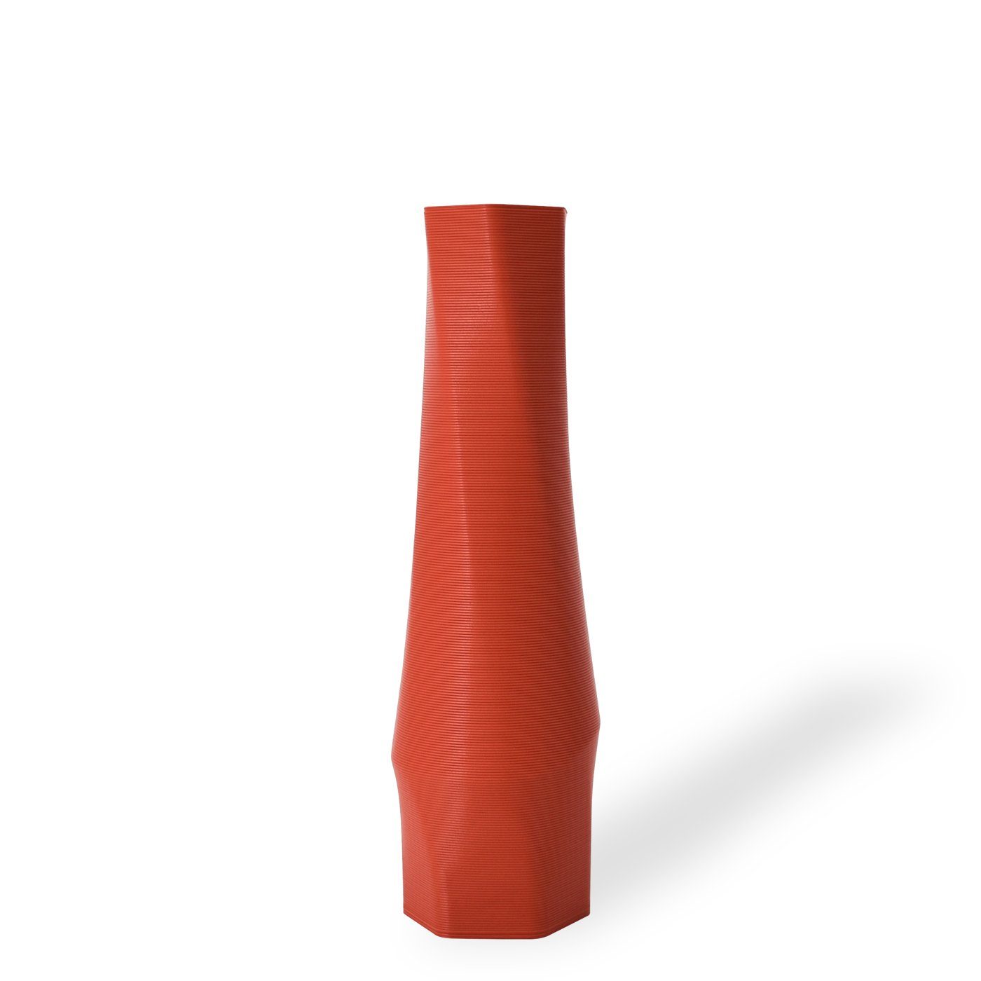 Shapes - Decorations Dekovase the vase - hexagon (basic), 3D Vasen, viele Farben, 100% 3D-Druck (Einzelmodell, 1 Vase), Wasserdicht; Leichte Struktur innerhalb des Materials (Rillung) Terracotta (rot)