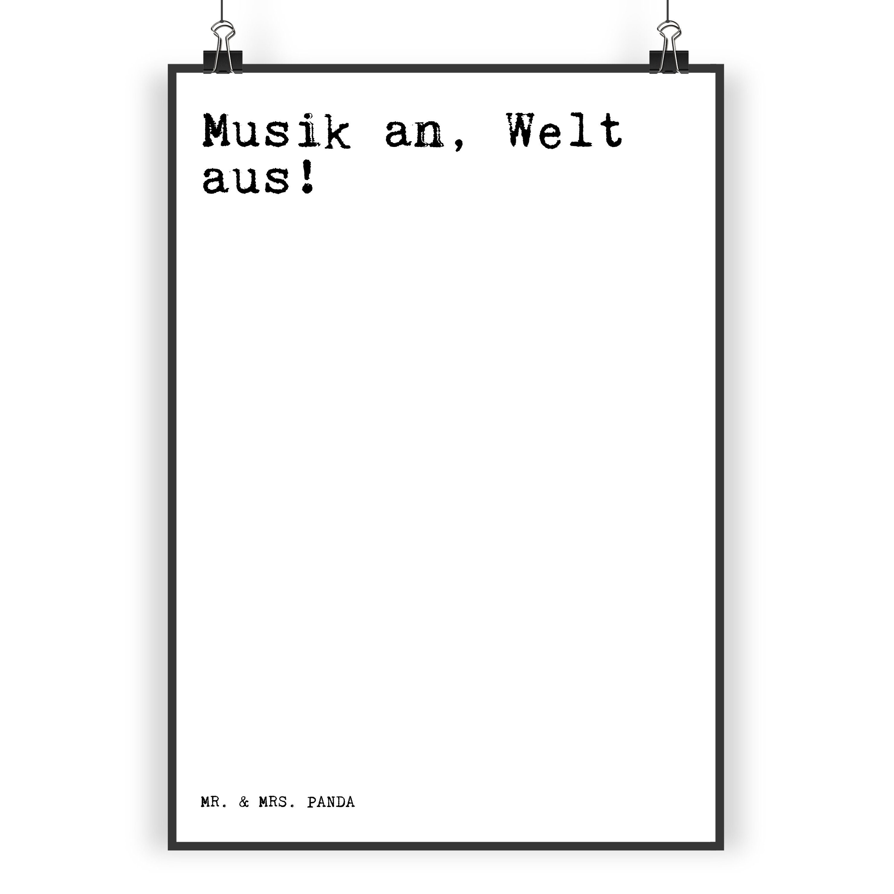 Mr. & Mrs. Panda Poster »Musik an, Welt aus!... Weiß Geschenk, Song