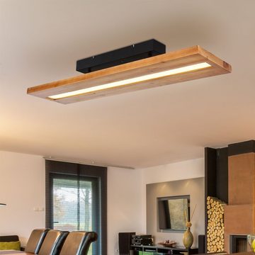 Globo LED Deckenleuchte, Leuchtmittel inklusive, Warmweiß, Deckenlampe Holzoptik LED Wohnzimmerlampe Holzleuchte
