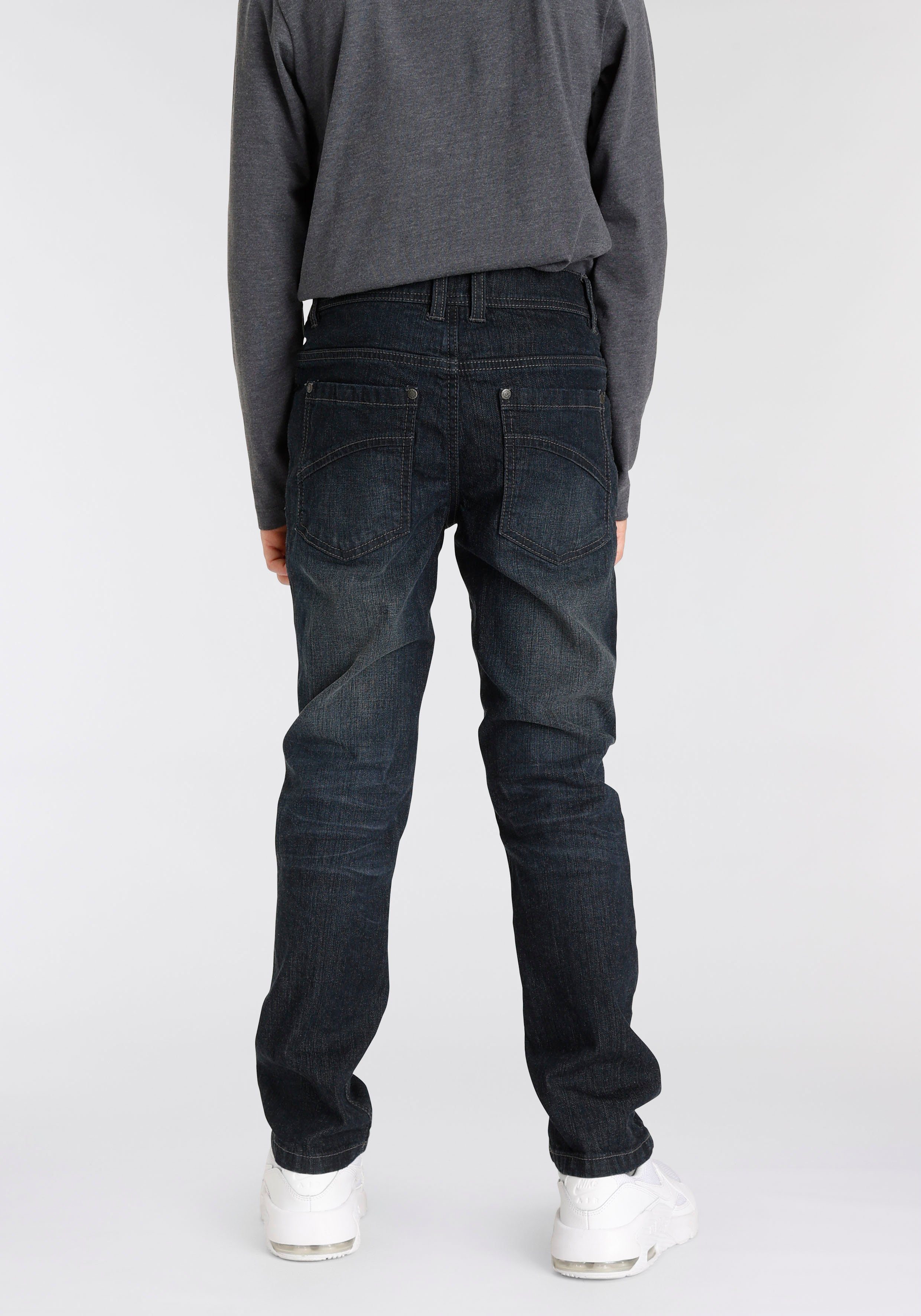 Arizona Stretch-Jeans, verstellbarem authentischer fit geradem mit Waschung innen Bein, regular Bund In mit