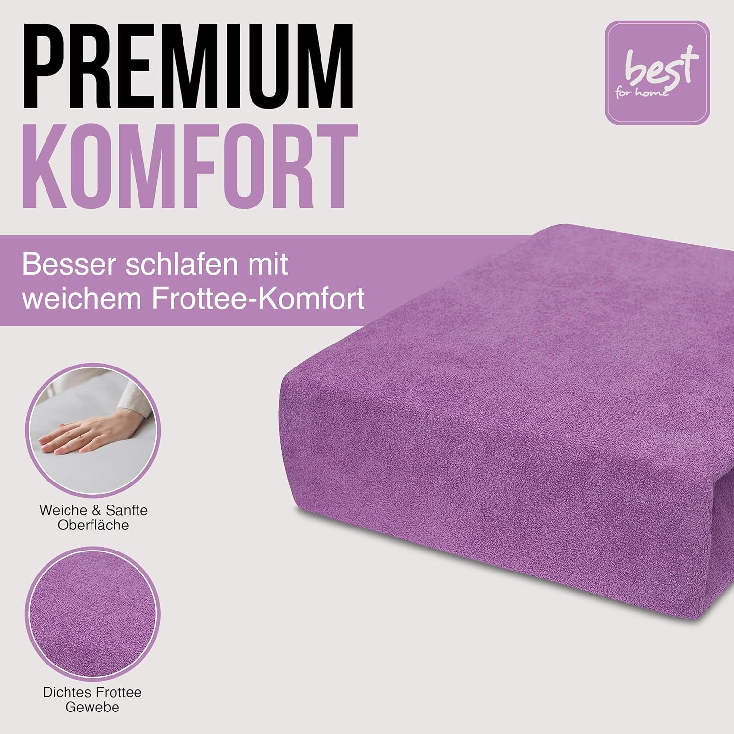 Best for You Spannbettlaken Terry Spannbettlaken–Flauschiger Handtuchstoff für Komfort & Passform, Frotte, Gummizug: Rundum, (1 Stück), Weich, flauschig, atmungsaktiv, hautfreundlich