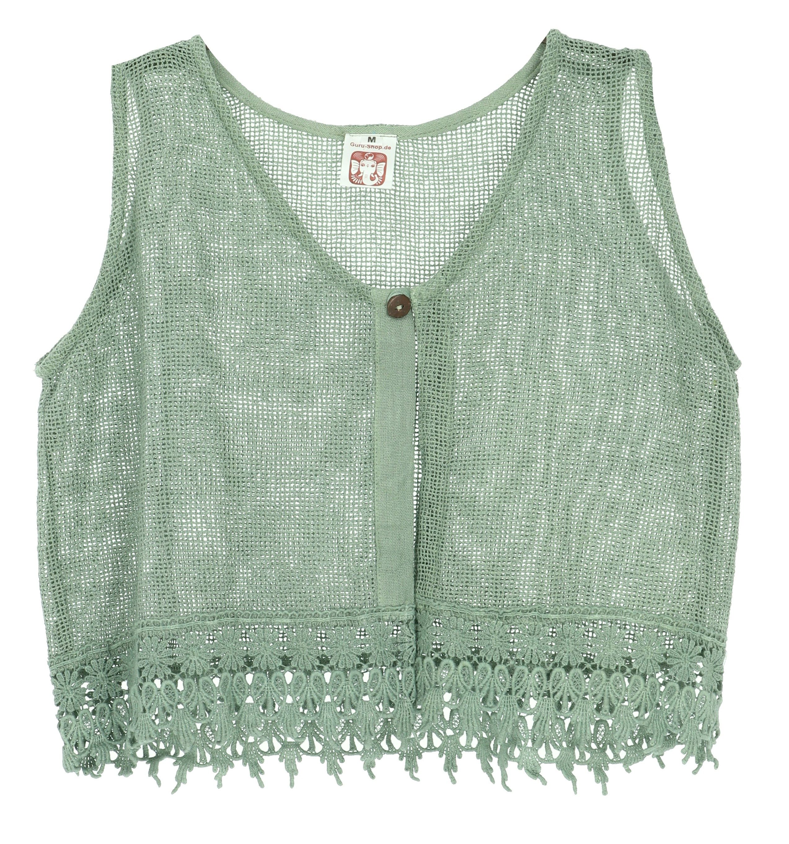 Guru-Shop T-Shirt Natürliches Boho Style Top, offenes Top, Weste.. Festival, Ethno Style, alternative Bekleidung