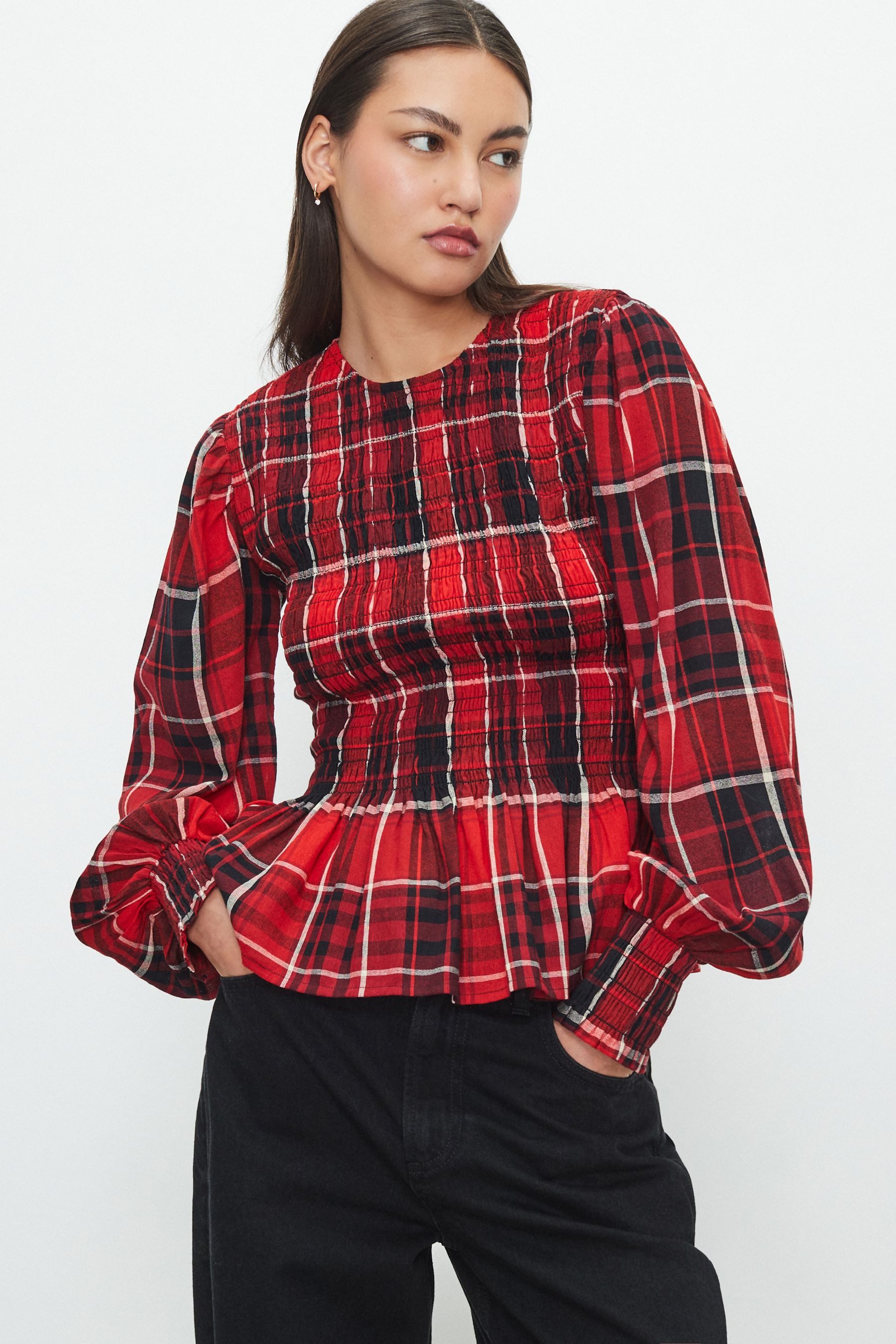 Next Langarmbluse Gesmoktes langärmliges Top (1-tlg) günstig online kaufen