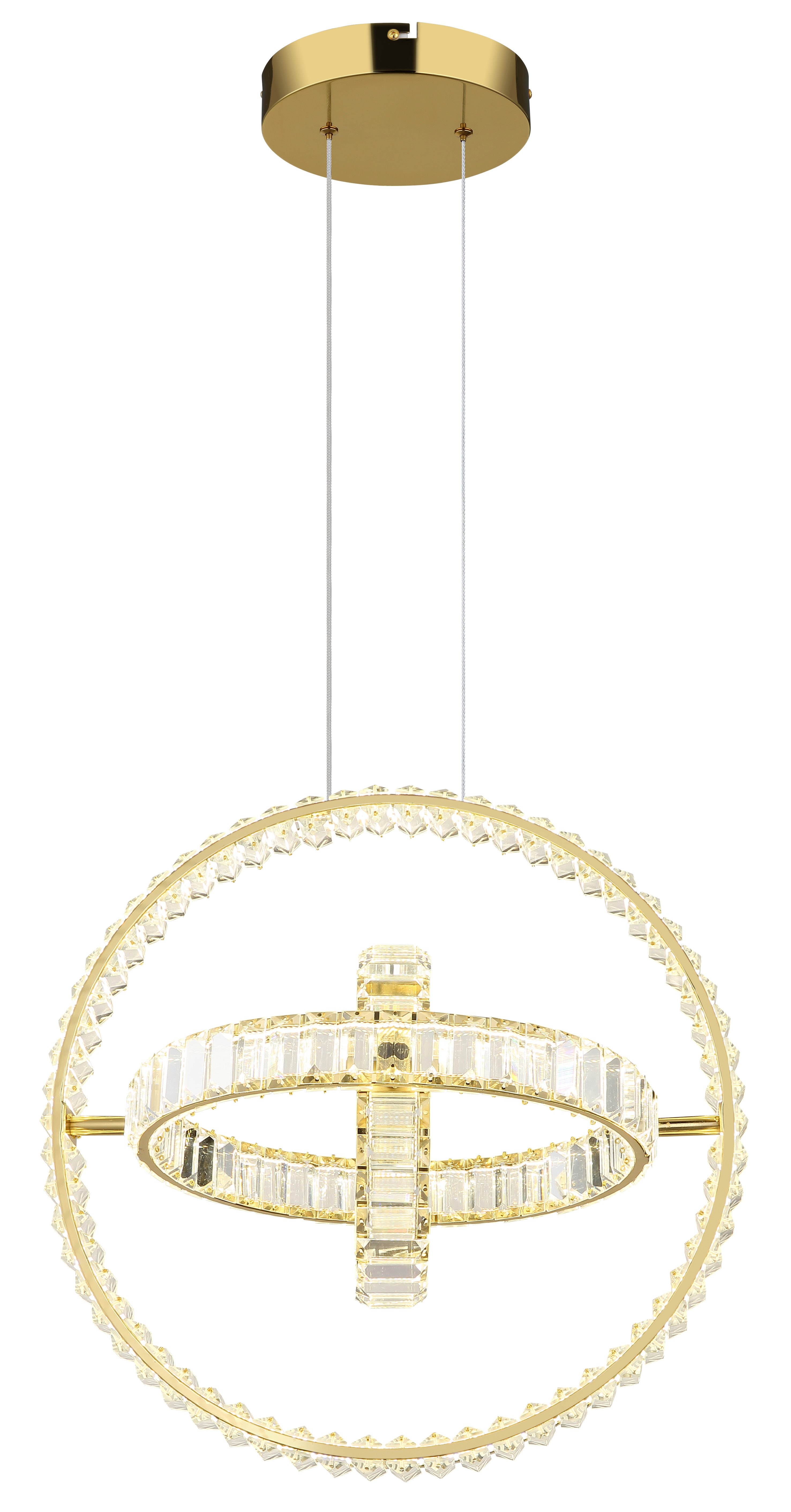 GLOBO LIGHTING Hängeleuchte NEIL, LED fest integriert, LED Kristall Hängeleuchte für Esszimmer gold