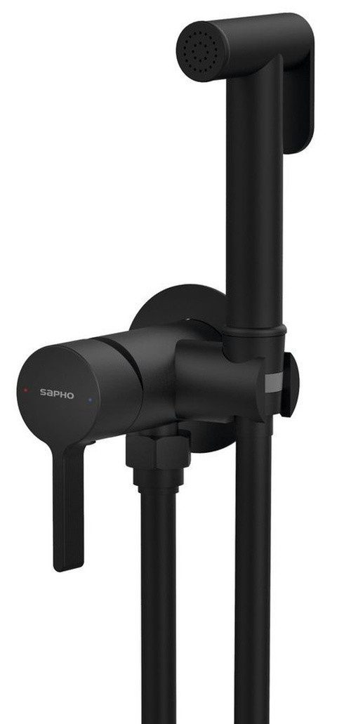 Sapho Bidetarmatur ICONIC Unterputz-Bidetarmatur mit Brausestop, rund, Schwarz matt Sapho-AF040B