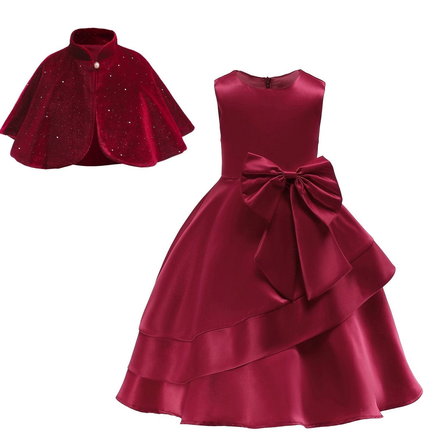 AUKUU Jerseykleid Das Mädchen kann ein stilvolles Kleid tragen, das sowohl als Partykleidung als auch als Bühnenkleidung geeignet ist.
