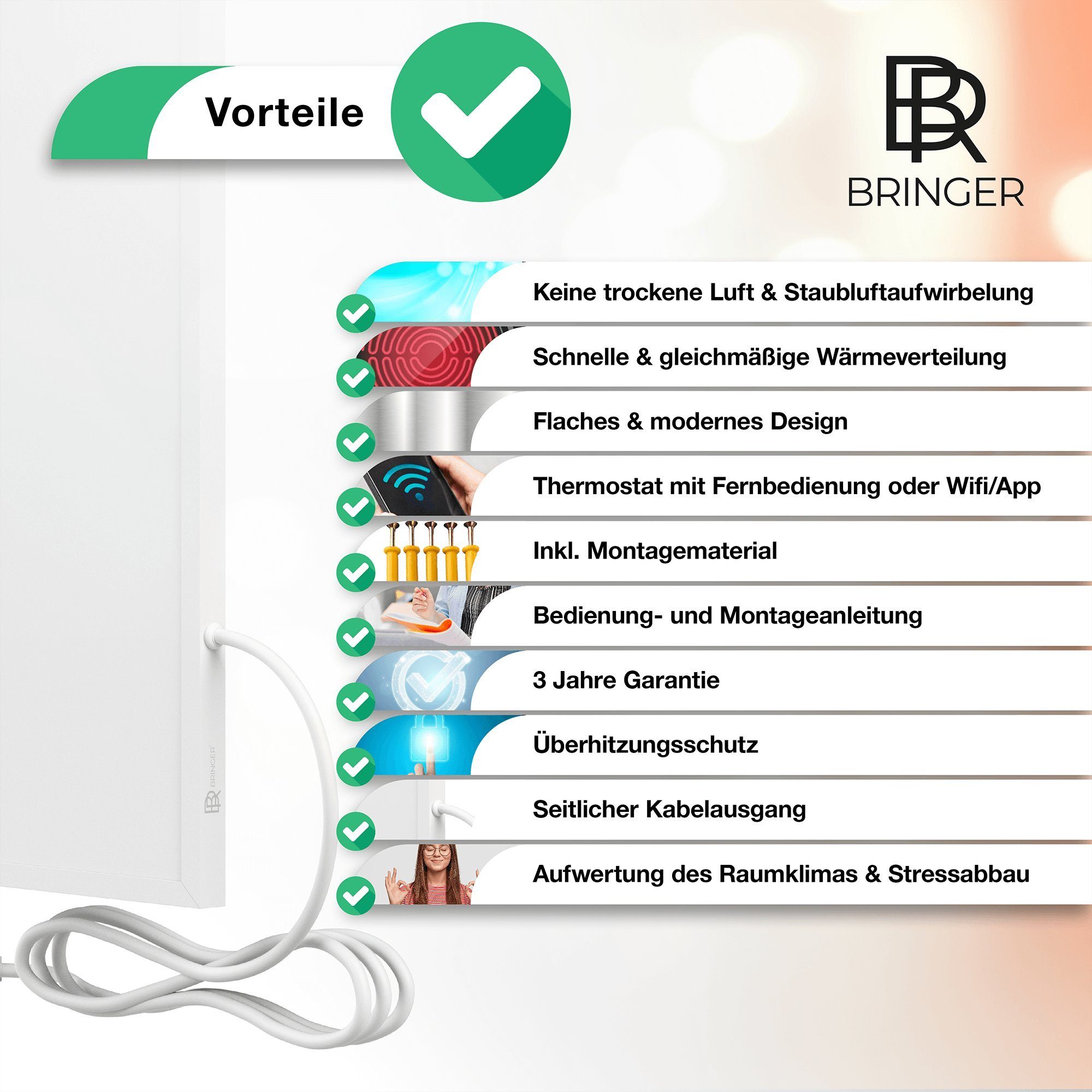 Bringer Infrarotheizung Bildheizung, Bild Infrarotheizung mit Rahmen, Motiv: Palmenstrand, Malediven