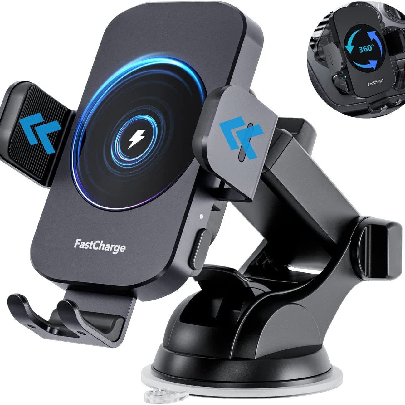 MOPUEA Smartphone-Halterung Kabelloses Auto-Ladegerät Schnelllade-Handyhalter Universal, (bis 7 Zoll, 1-tlg., 3-in-1 Auto-Clamping Handyhalterung, Handyhalter 15W Auto-Handyhalterung mit Ladefunktion)