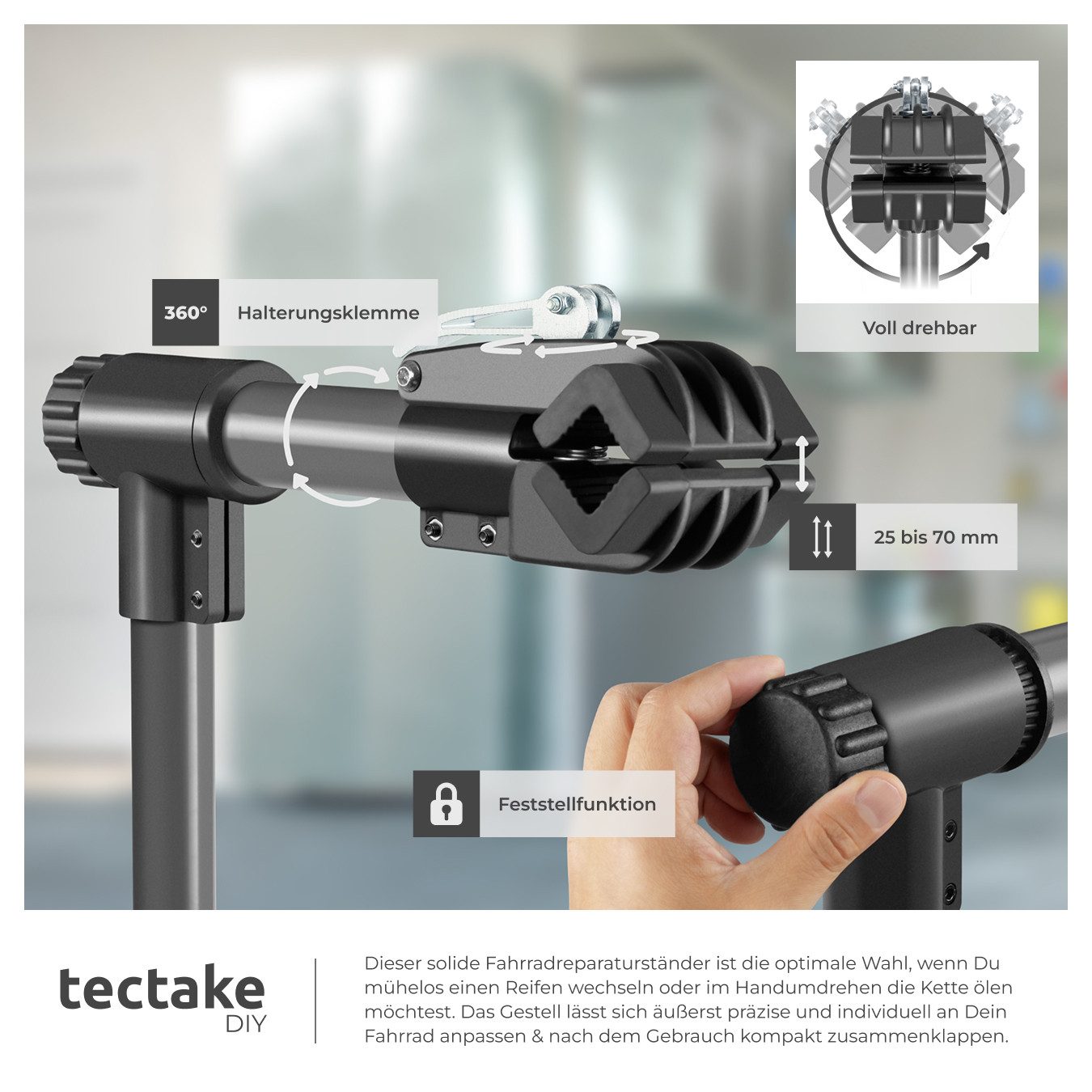 tectake Fahrrad-Montageständer Fahrrad-Set Reparaturständer für alle gängigen Modelle mit (Komplettset, bis 45kg) – Bild 3 von 5