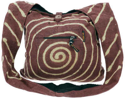 Guru-Shop Schultertasche Sadhu Bag mit Batik - Spirale; große Boho..