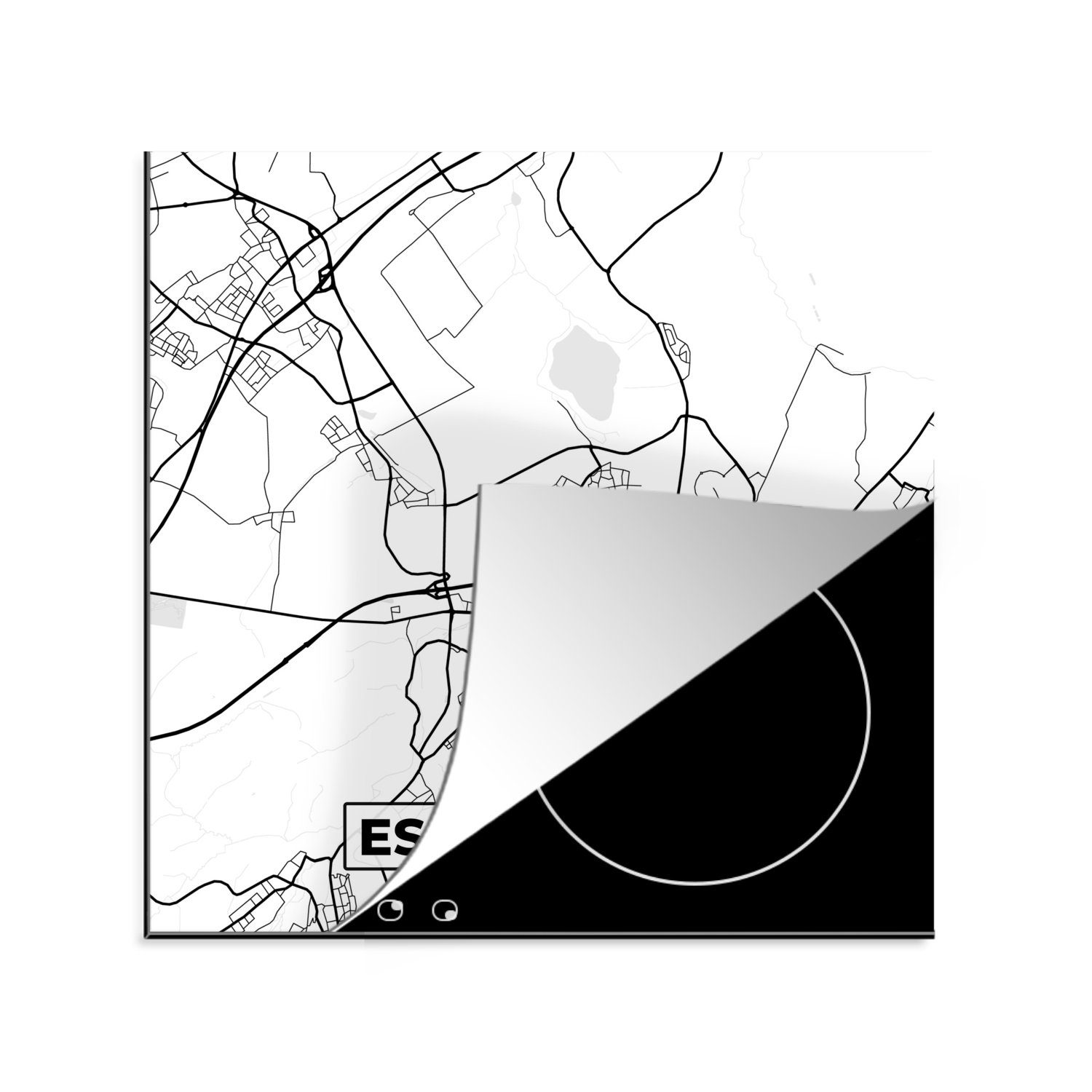 MuchoWow Herdblende-/Abdeckplatte Eschweiler - Stadtplan - Karte, Vinyl, (1 tlg), 78x78 cm, Ceranfeldabdeckung, Arbeitsplatte für küche