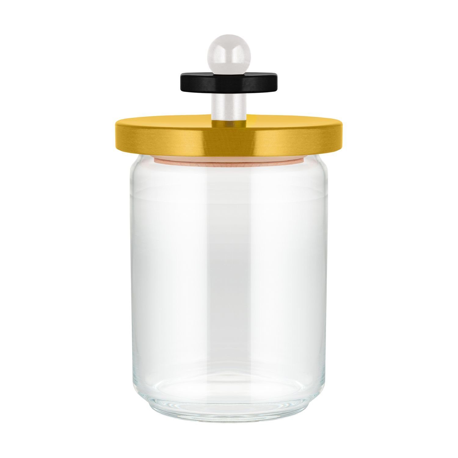 Alessi Vorratsdose Sottsass Collection Twergi Gelb 1000 ml, Buchenholz, Glas, (1-tlg)